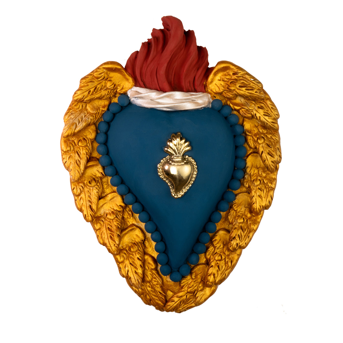 Corazón de la Familia Real Corazón de cerámica azul y dorada - Vista principal
