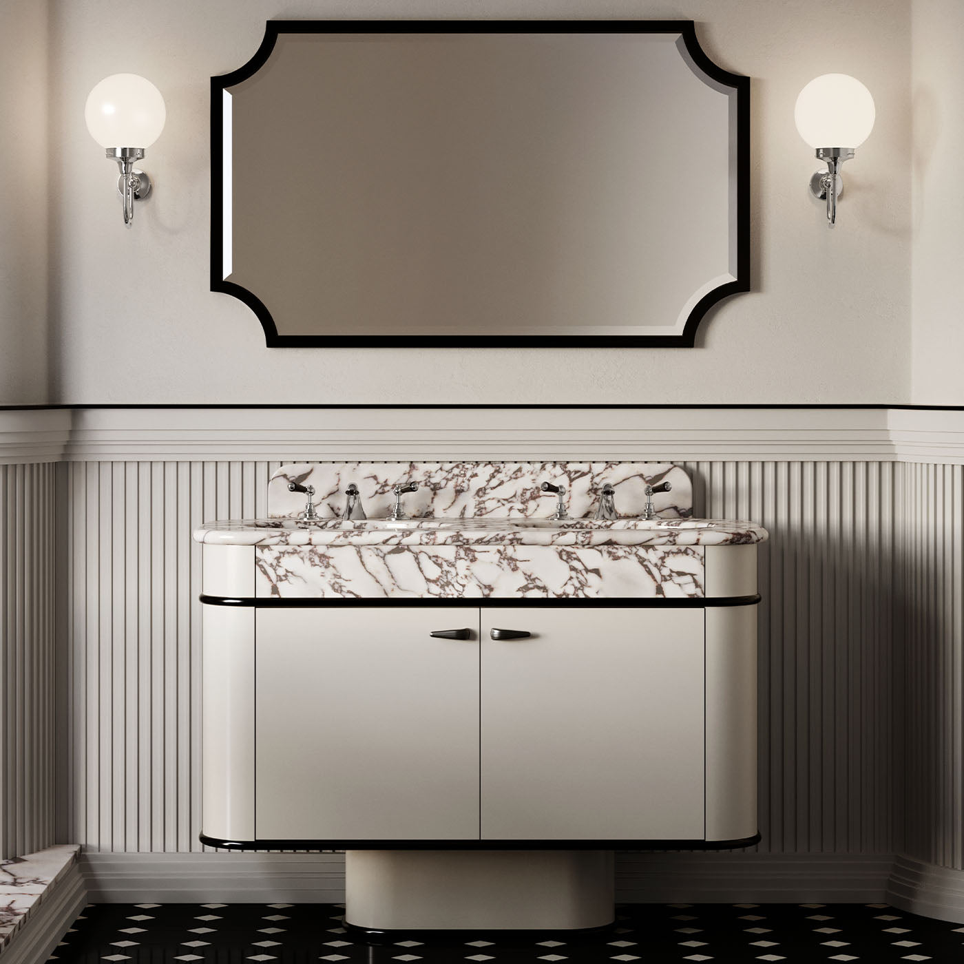 Liberty Calacatta Viola Marble And Warm Gray Wood Vanity Unit  - Alternative view 1