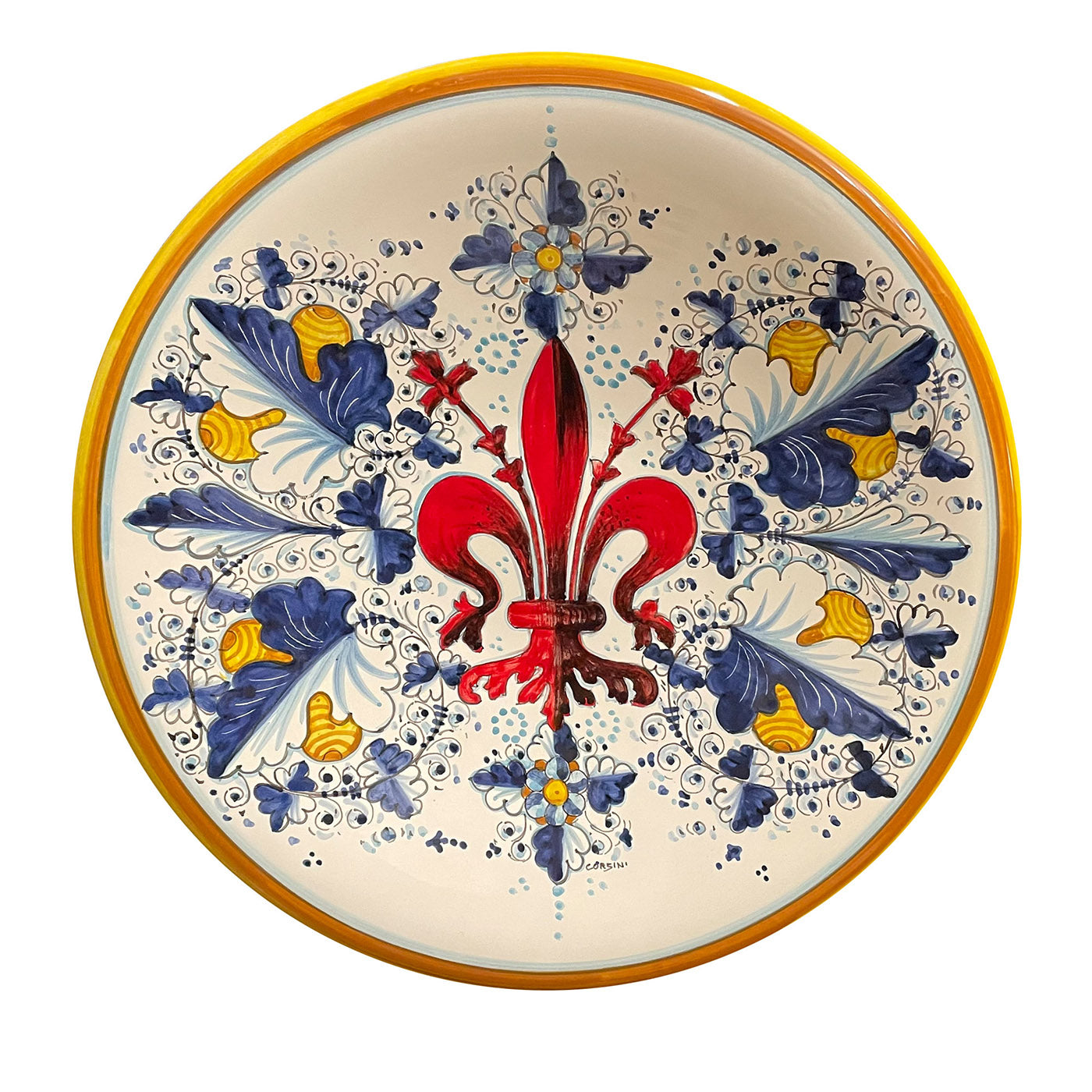 Lily and Cafaggiolo-Style Polychrome Plate - Main view