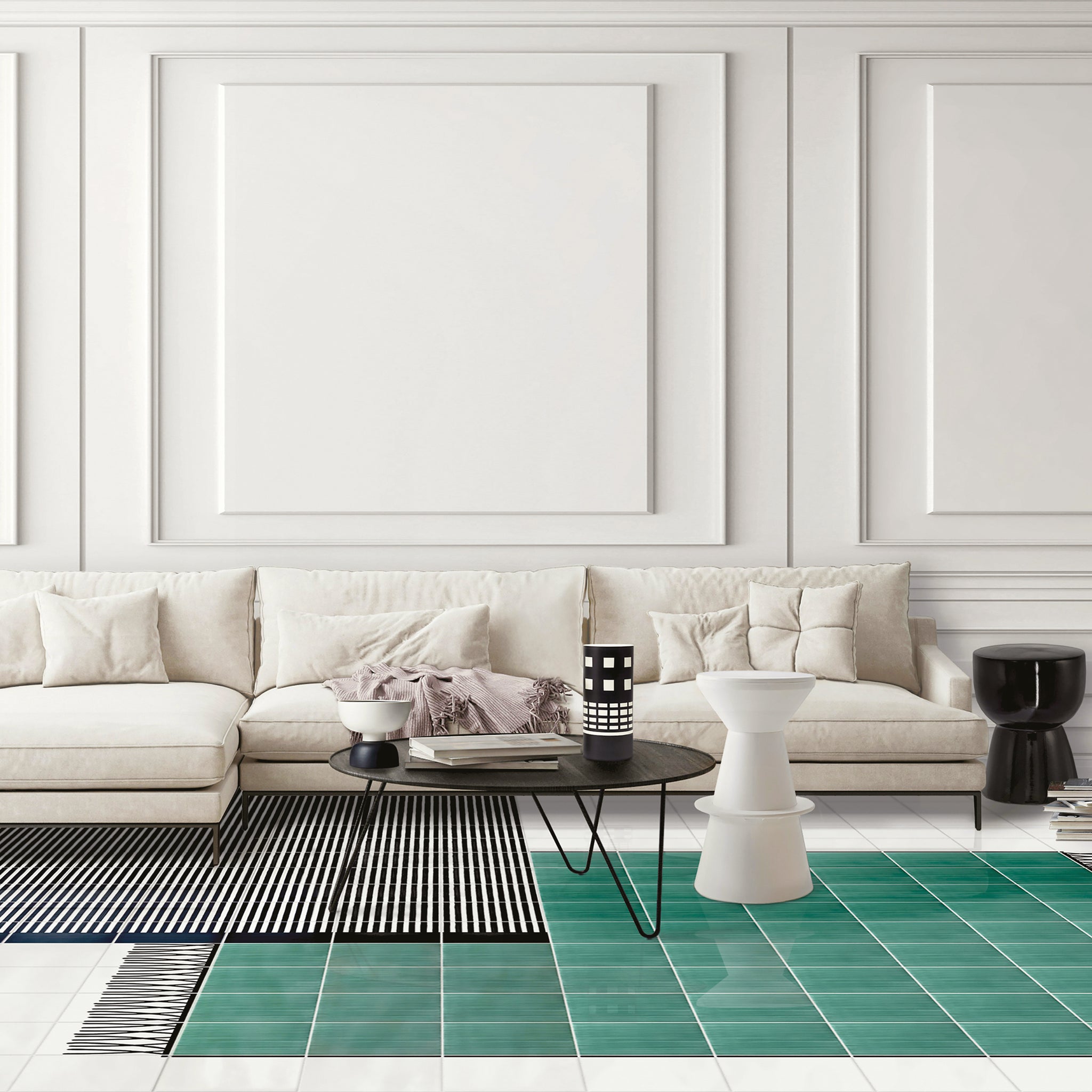 Carpet Total Green Ceramic Composition by Giuliano Andrea dell’Uva 120 X 80 with black border - Alternative view 1