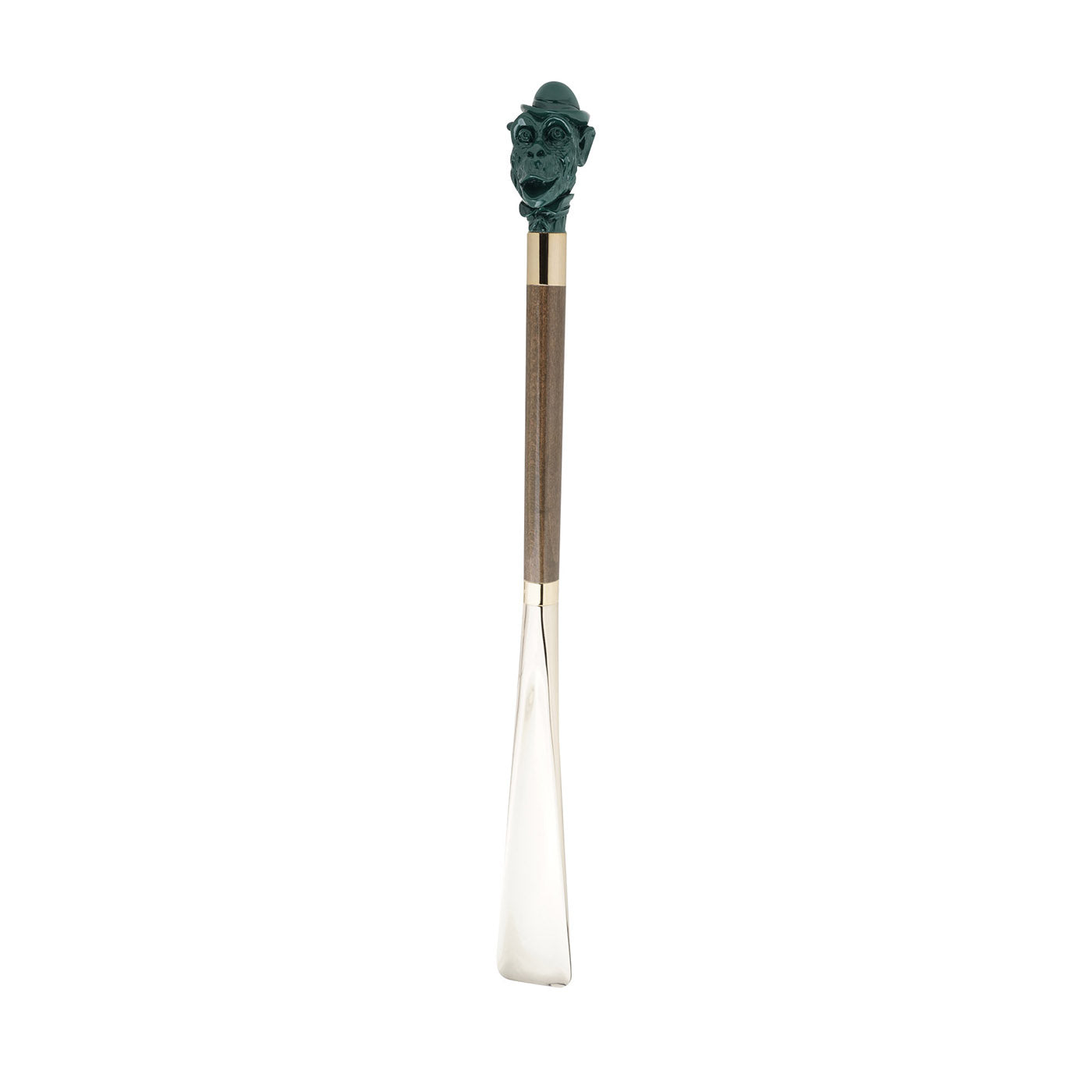 Taupe Ash Shoe Horn with Monkey-Head Petrol-Blue Handle - Main view