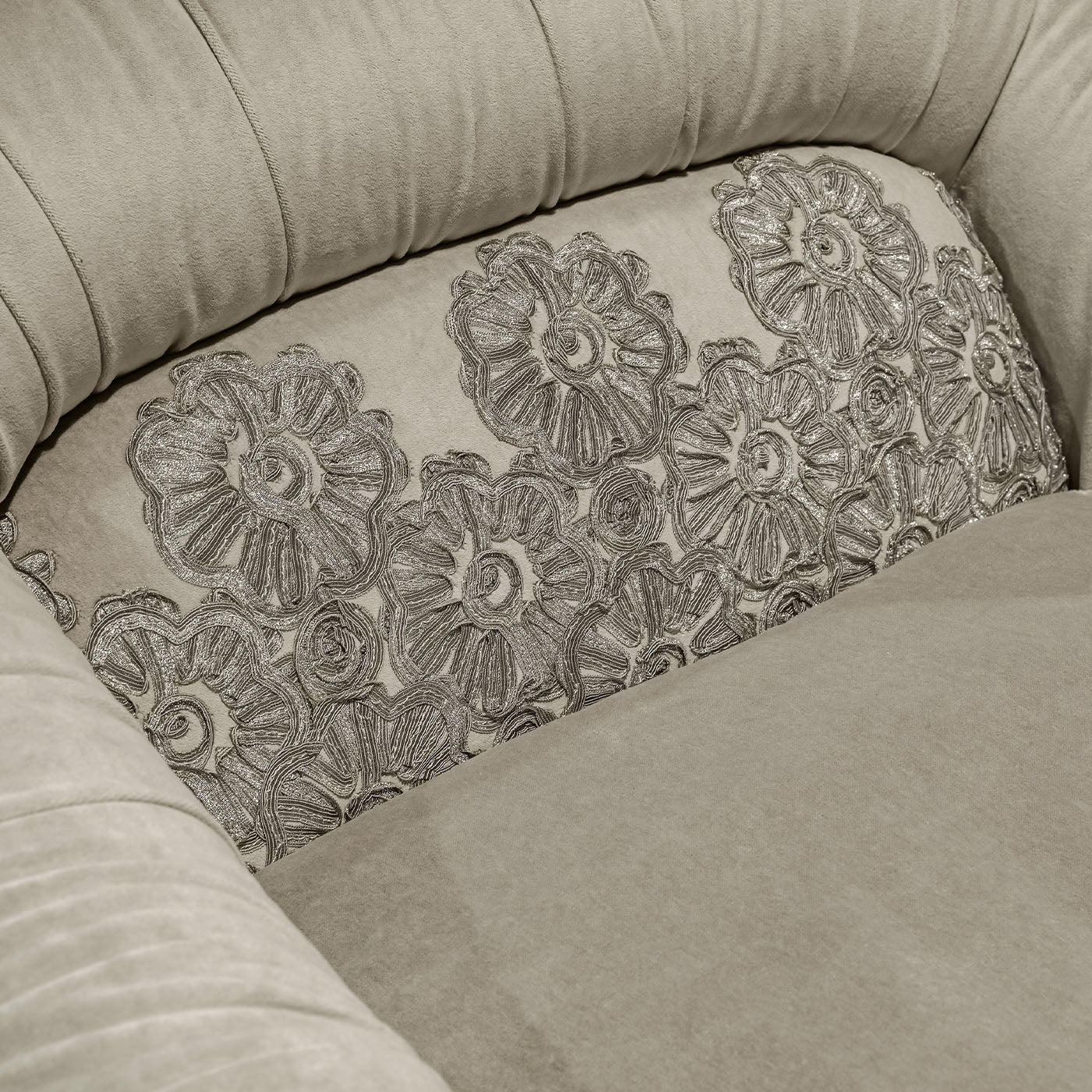 Fiori Chiari Embroidered Gray Fabric Armchair - Alternative view 1