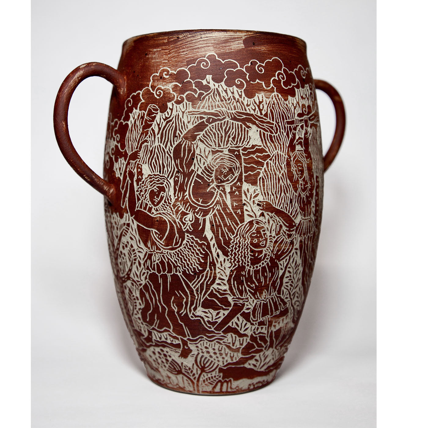 Death Of Orpheus Red Stoneware Vase With Handles - Alternative view 2