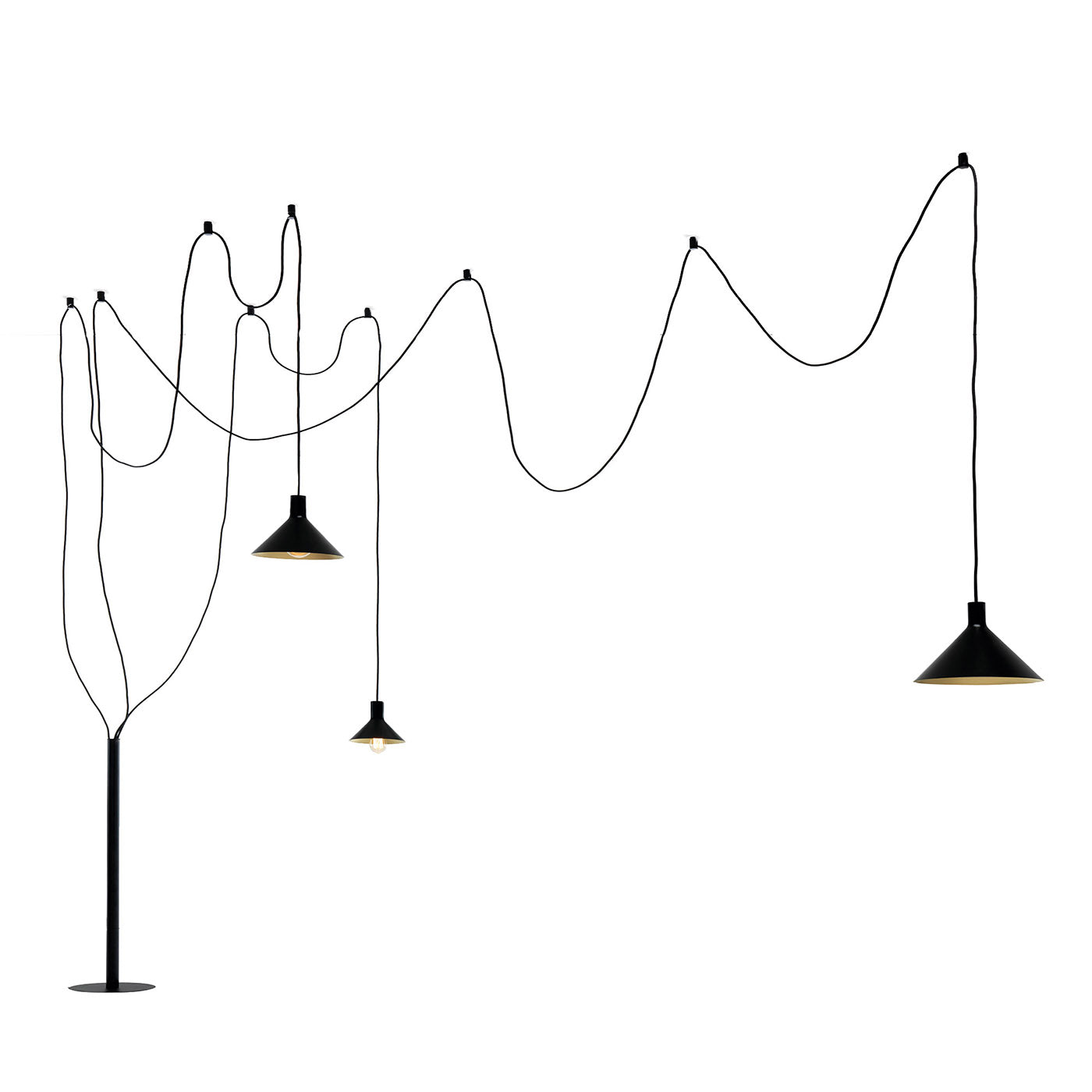 Cerberina Lampadaire noir à 3 lumières par Filippo Mambretti - Vue principale