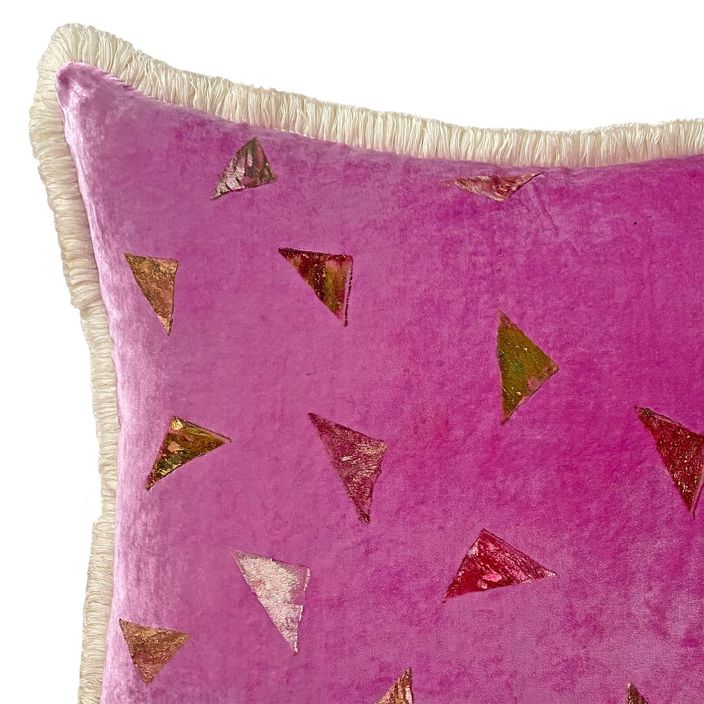Pink Triangles Square Velvet Cushion - Alternative view 2