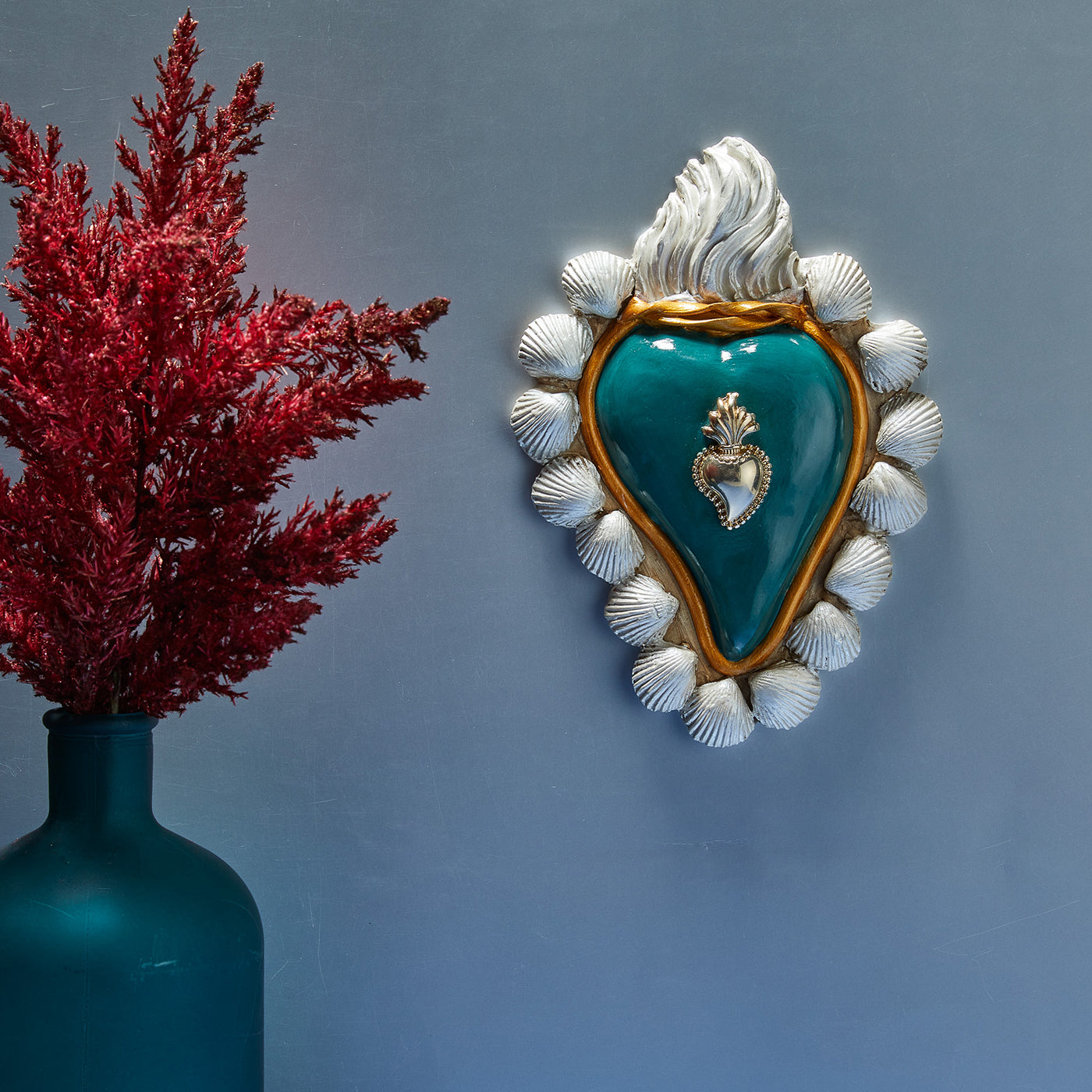 SUMMER CALLING WHITE AND TURQUOISE CERAMIC HEART - Alternative view 4