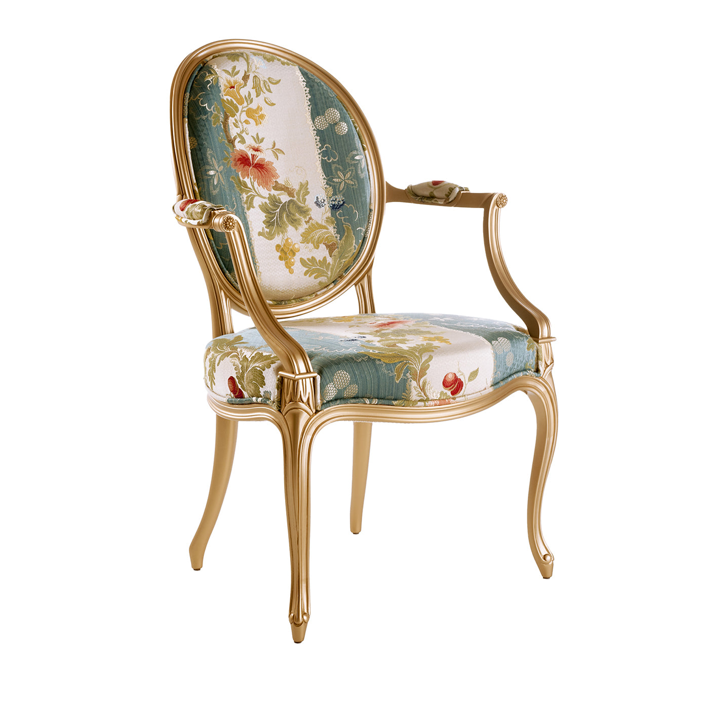 Adelaide Matt Gold Lacquered Carved Beech Armchair - Main view