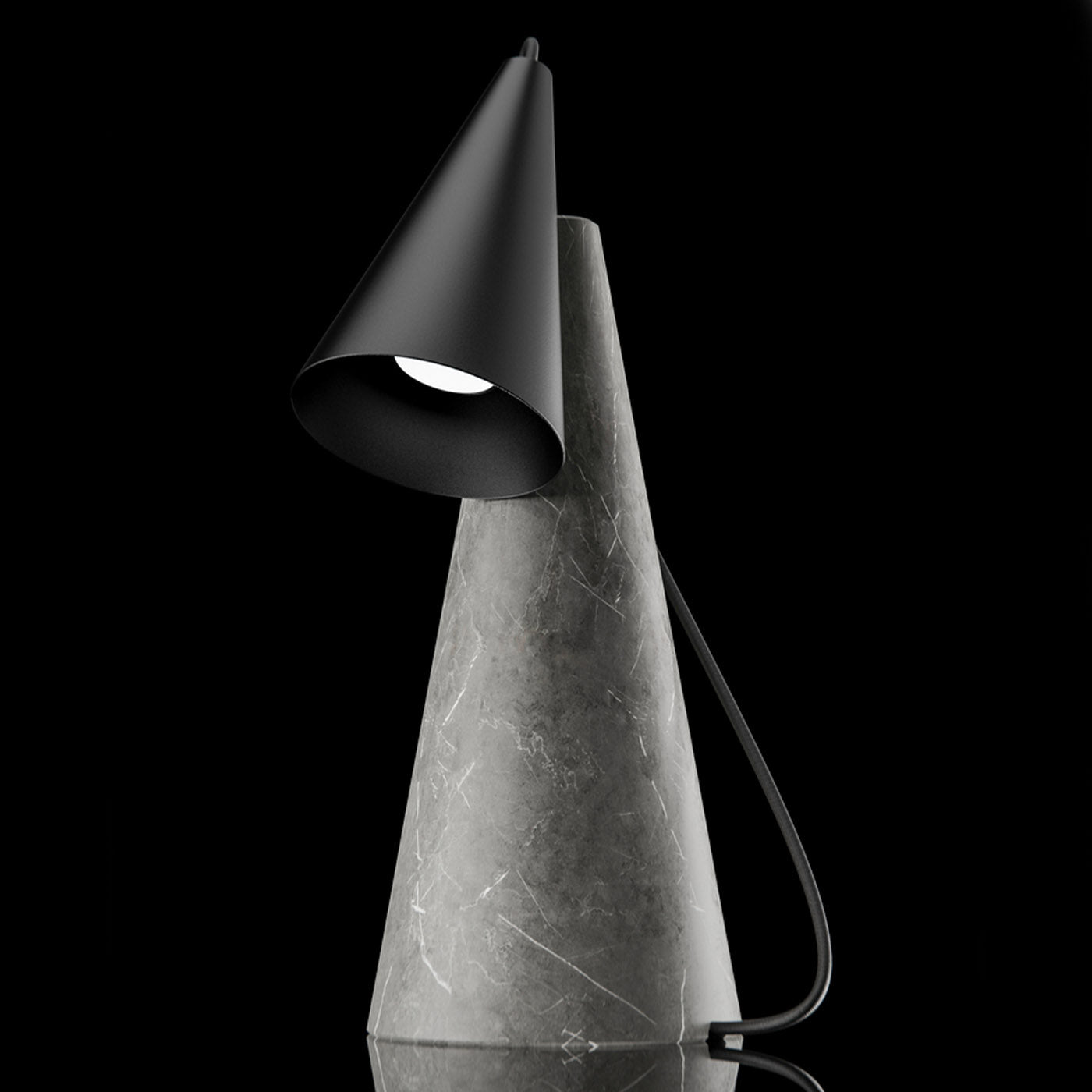ED038 Grey Stone and Black Table Lamp - Alternative view 2