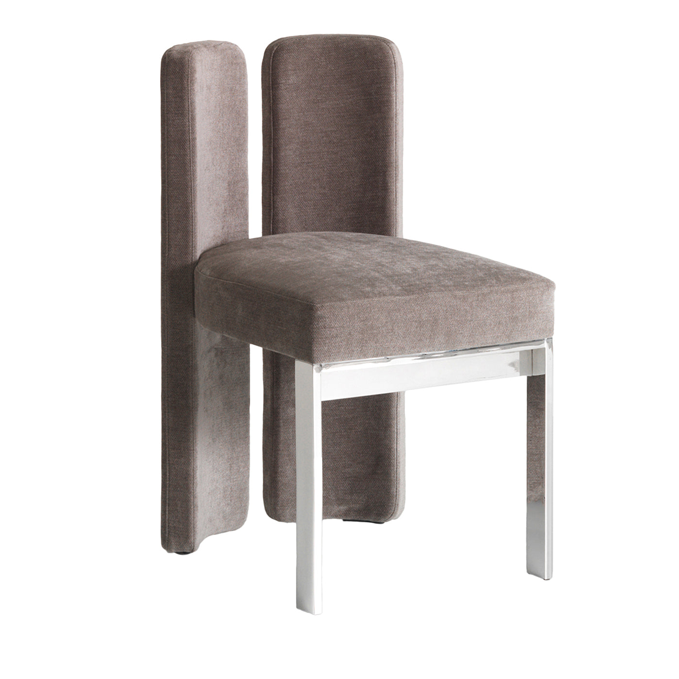 Nina gray velvet fabric with low backrest chair - Main view
