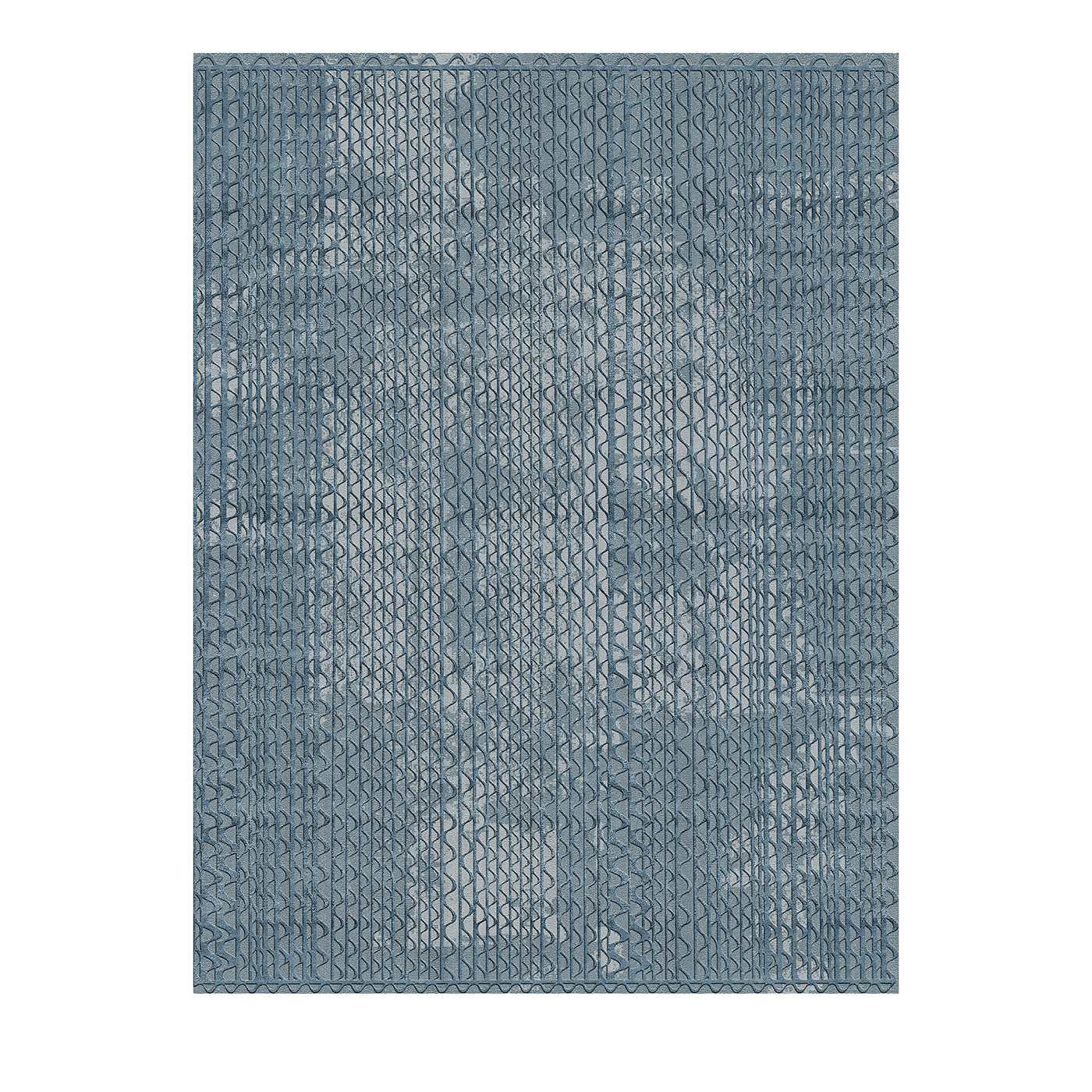 Tapis rectangulaire bleu Triple Waves de Lorenza Bozzoli  - Vue principale