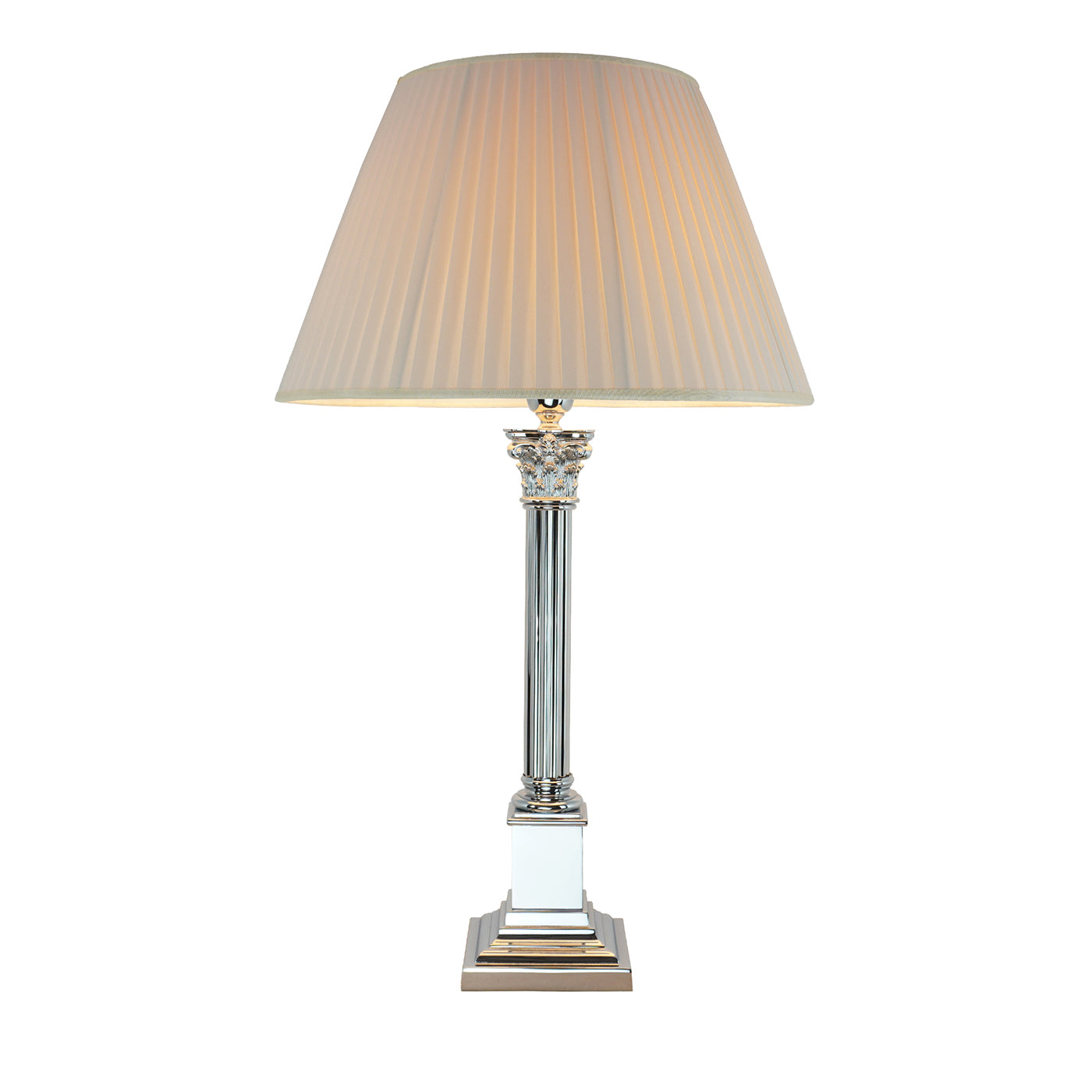 Impero Chrome Finish Brass With White Lampshade Table Lamp - Main view