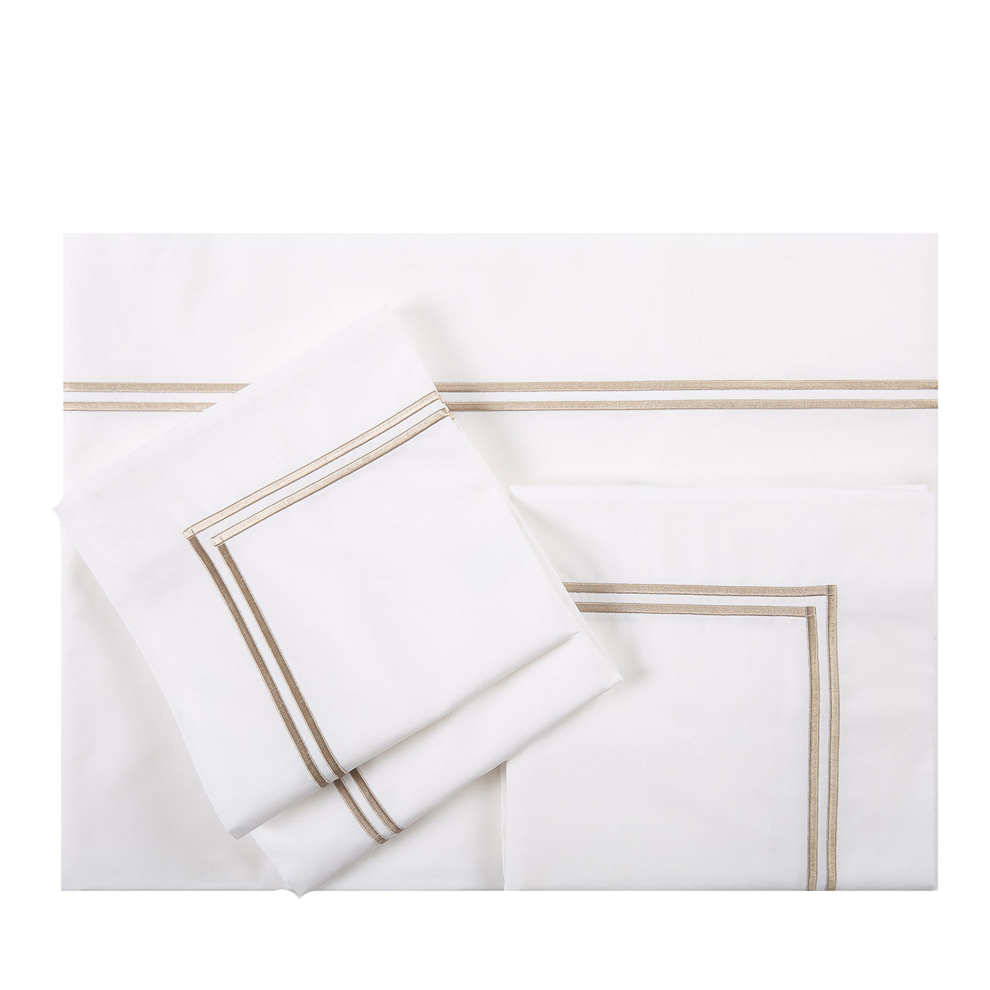 Ensemble de draps blanc et beige Lux Hotel - Vue principale