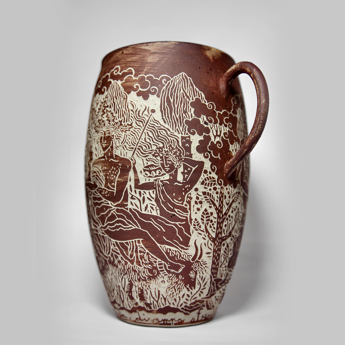 Death Of Orpheus Red Stoneware Vase With Handles - Alternative view 5