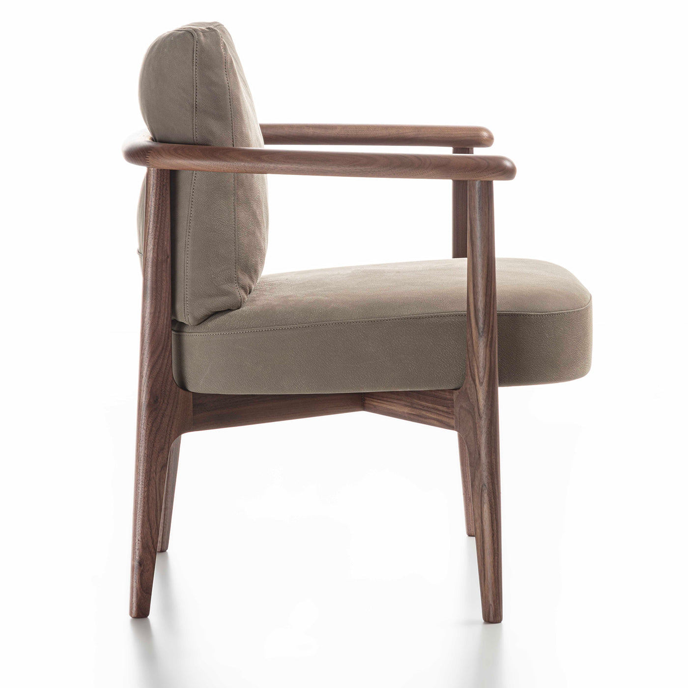 Greta Canaletto Walnut & Gray Leather Lounge Chair With Arms - Alternative view 3