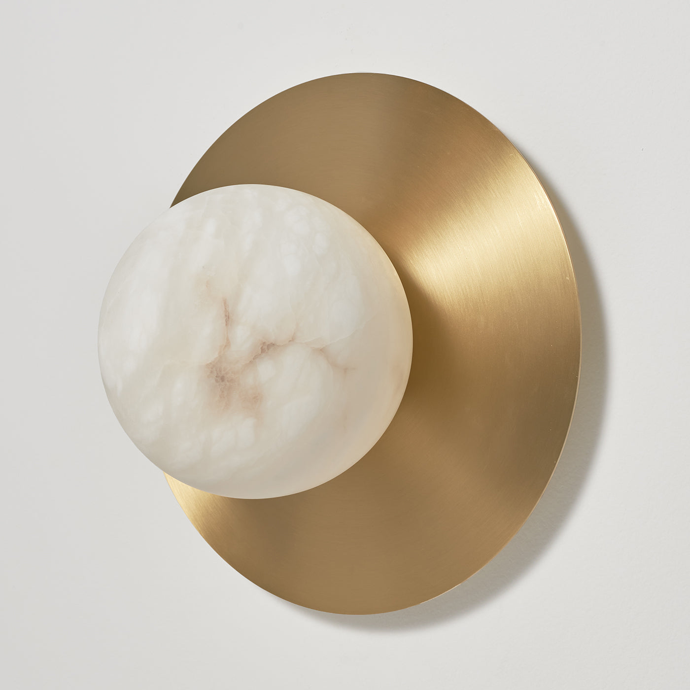"Mini Alabaster Moon" Wall Sconce in Satin Brass - Alternative view 3