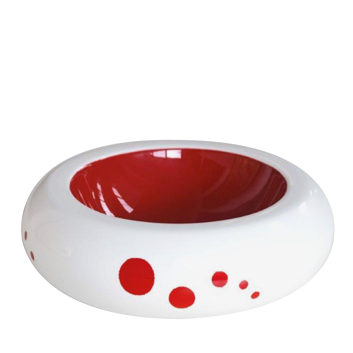Bubbles Round Red-And-White Bowl - Main view