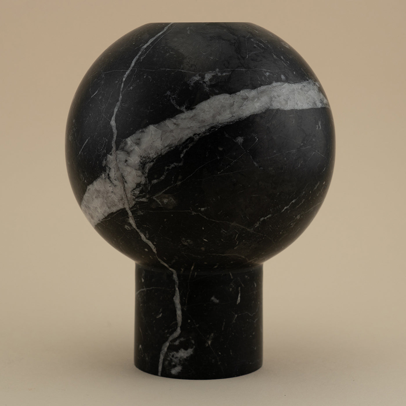 Black Marquina Marble Ball Minimal Vase - Alternative view 1