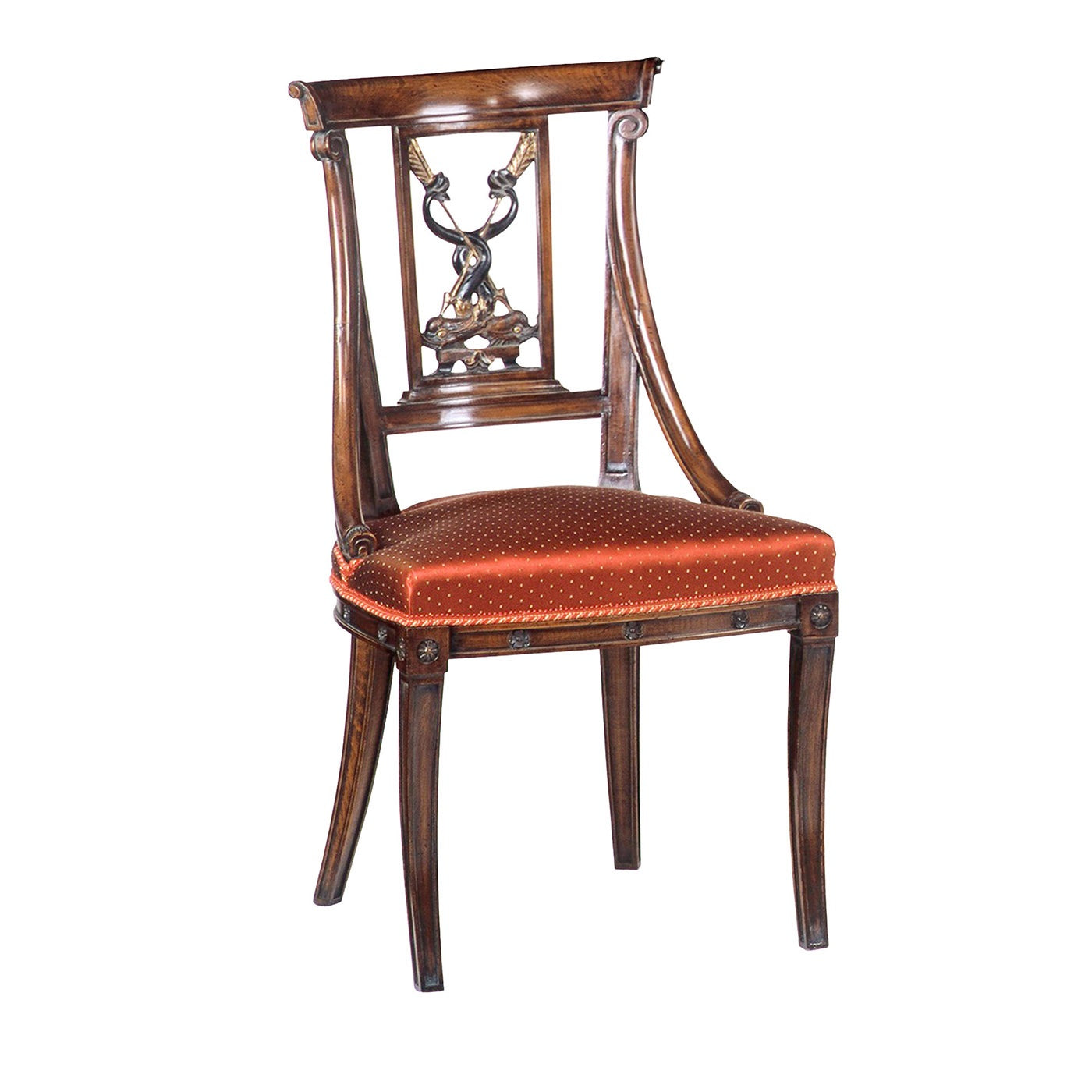 Chaise à coussin rouge de style Empire français - Vue principale