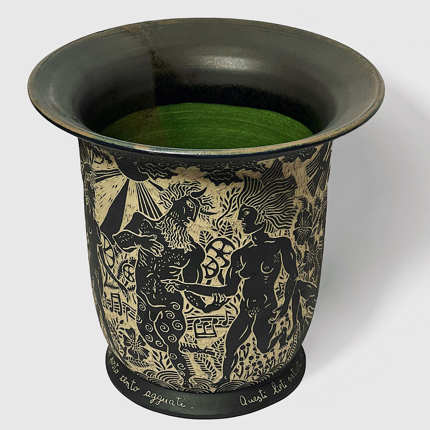 Dionysus' Procession Black And Green Vase - Alternative view 1