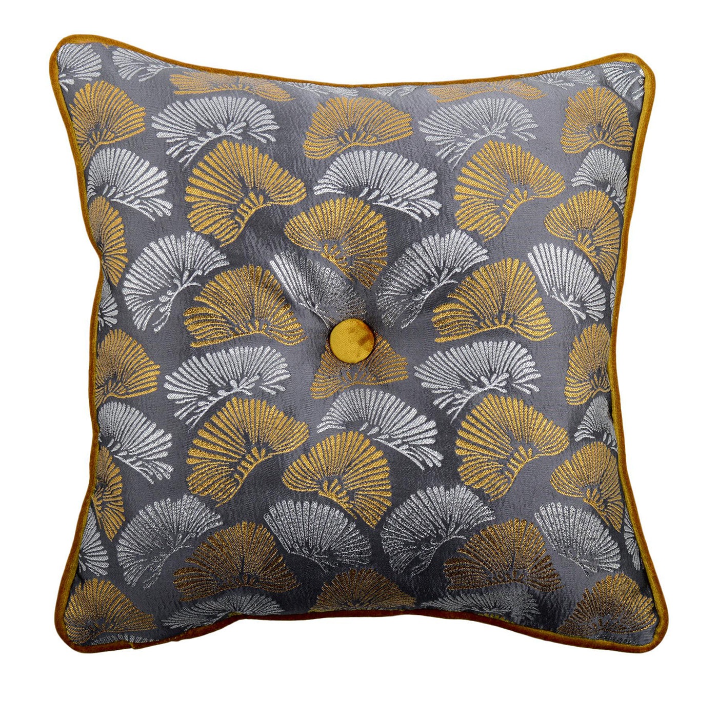 Gold Carrè Cushion in Bloom Jacquard Fabric - Main view