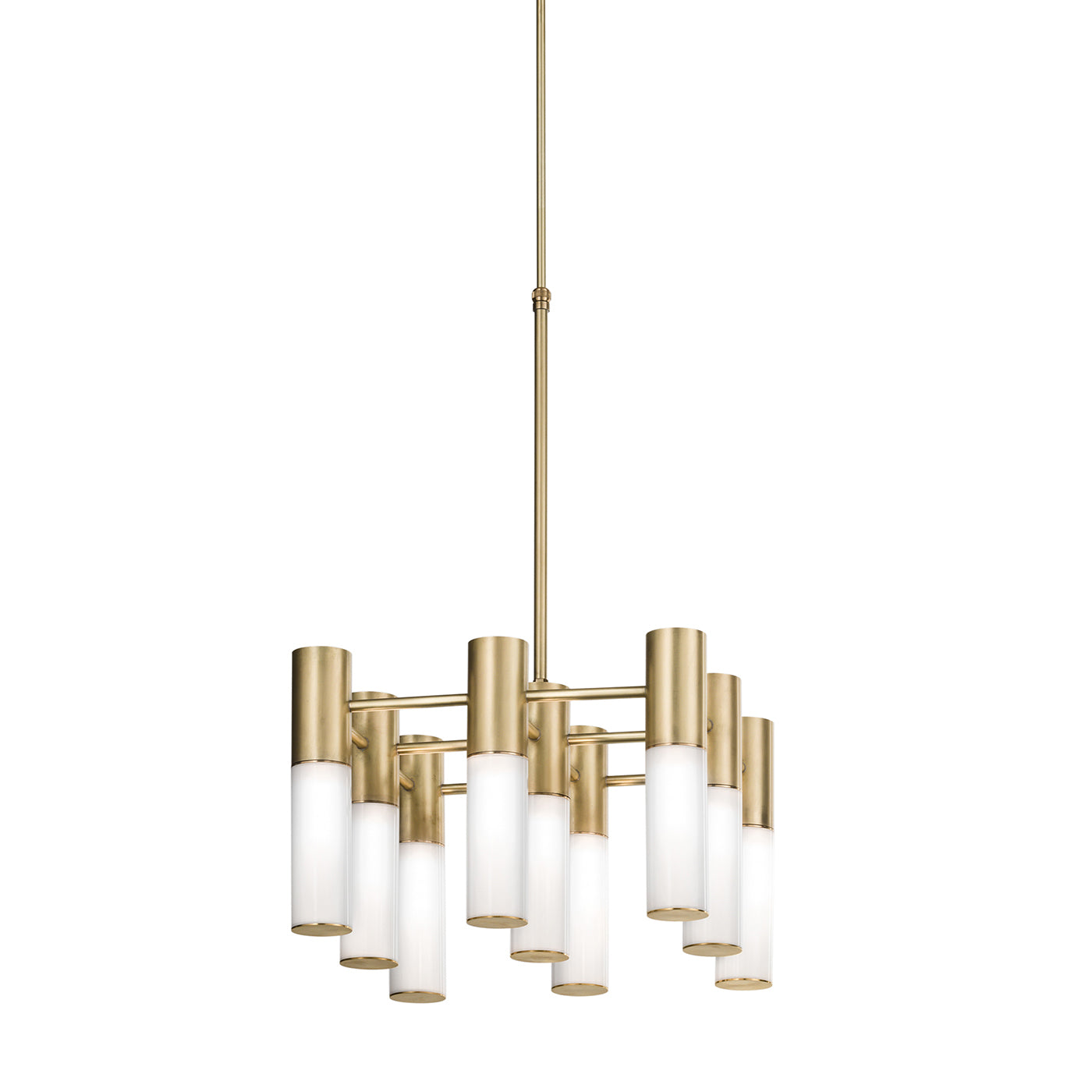 Etoile 9-Lights Natural Brass & White Glass Chandeliers - Main view