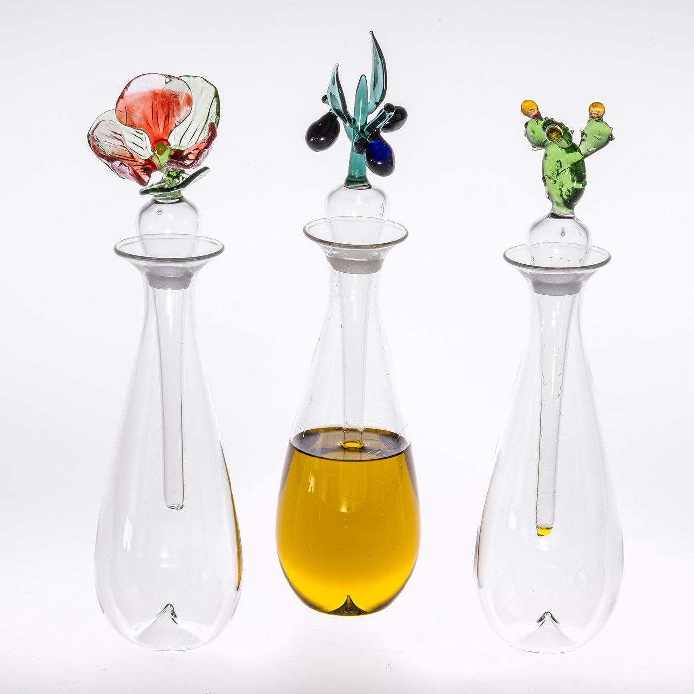 Botella de aceite de vidrio Portofino Cactus artesanal  - Vista alternativa 1