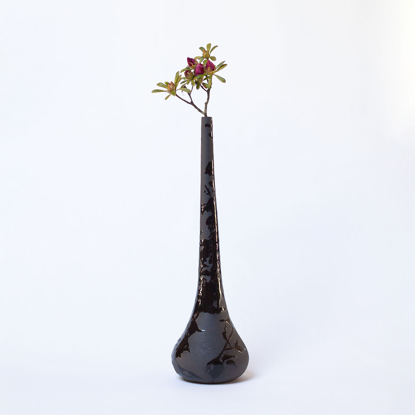 Ombra Stelo Black Stoneware With Glossy Details Vase - Alternative view 1