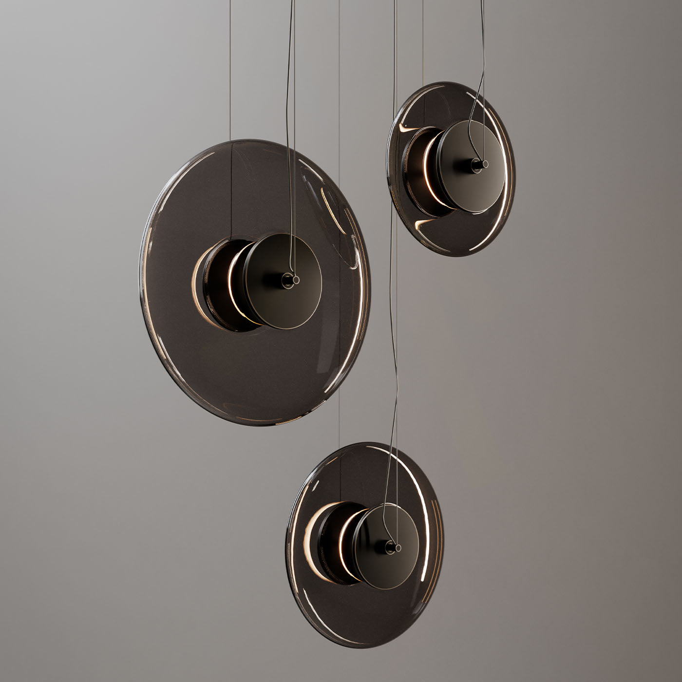 Zen Suspension Lamp In Smoke Grey Glass - Alternative view 2