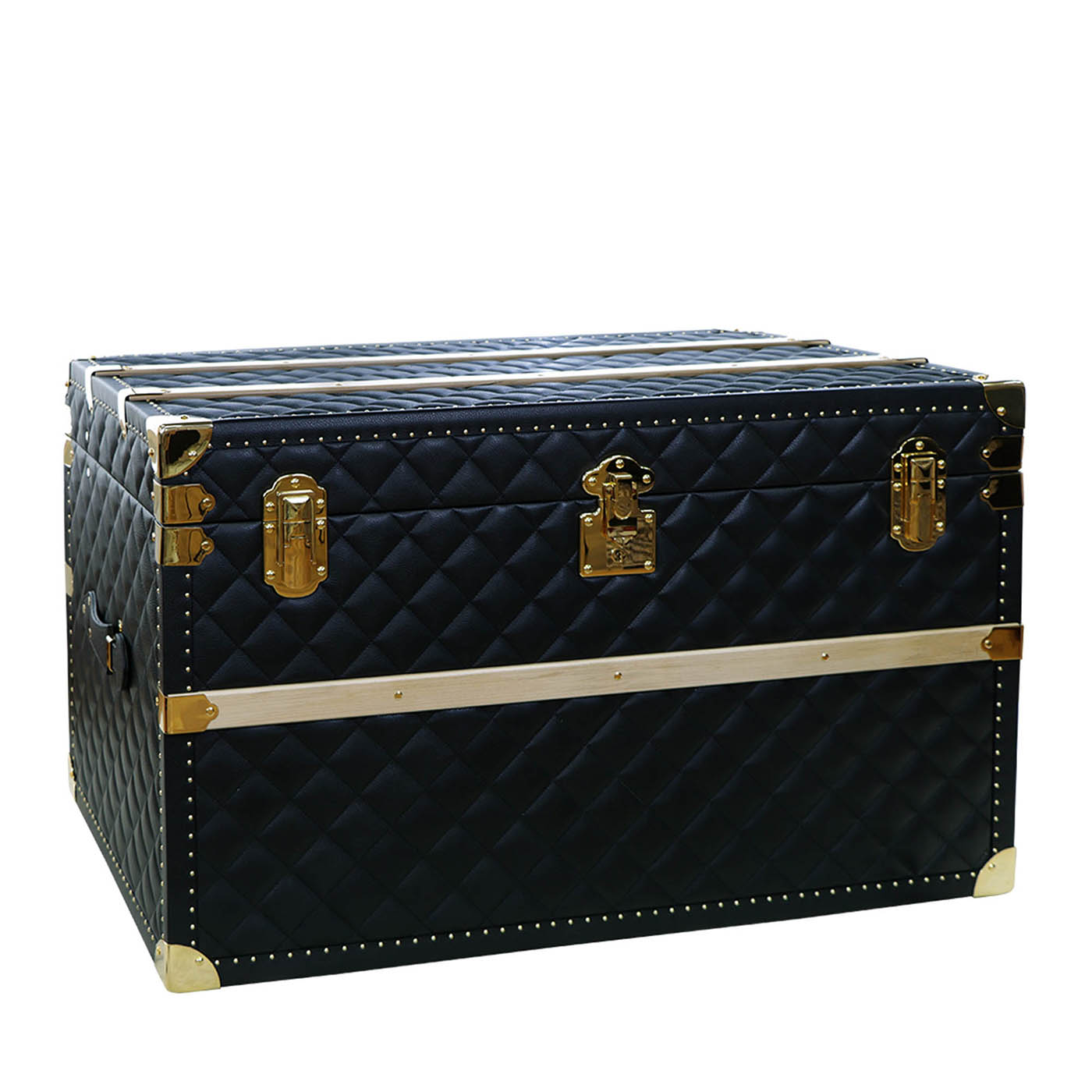 Regale Quilted Black & Gold Leather Trunk - Main view