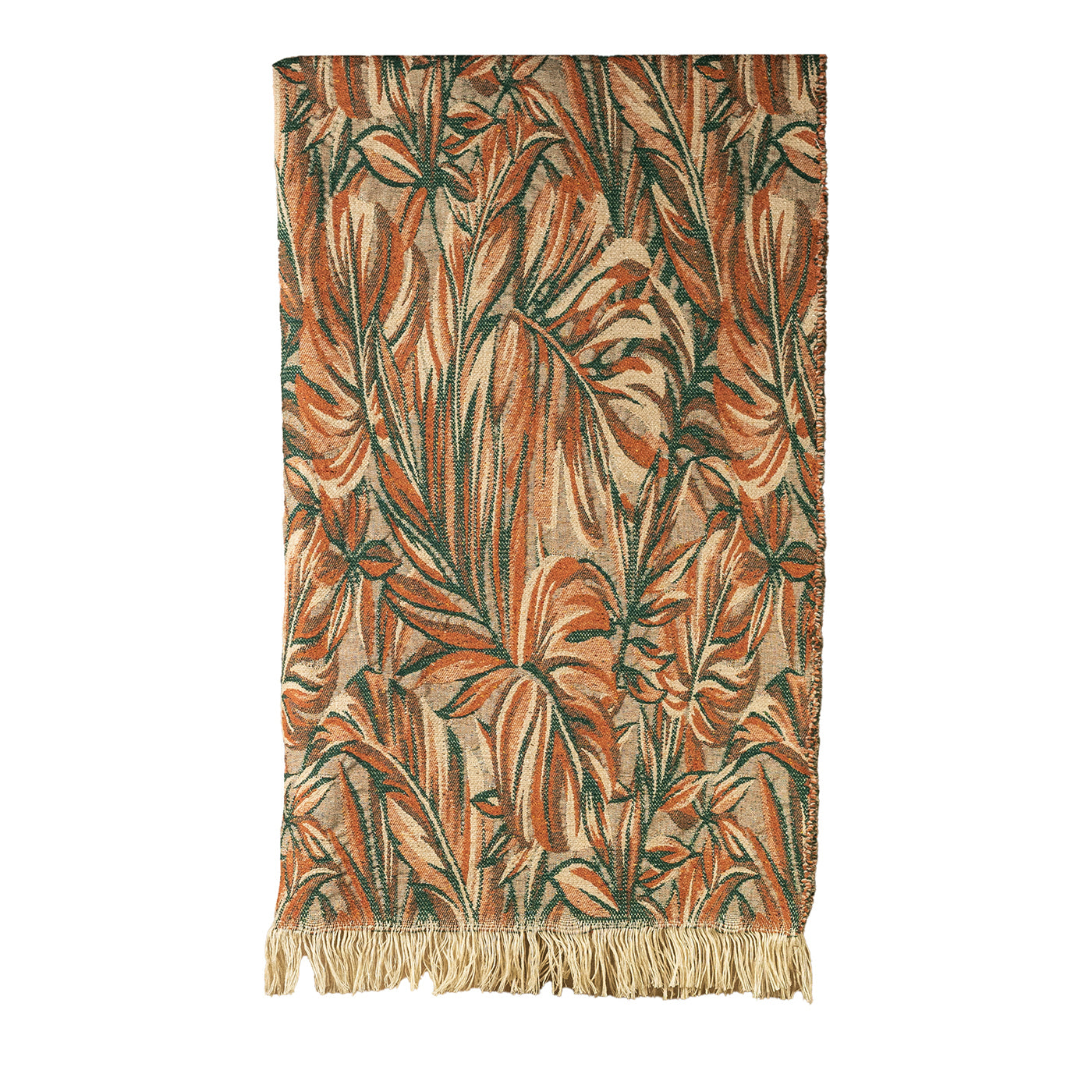 Nequizia Mehrfarbige Decke mit Fransen und botanischen Mustern - Hauptansicht