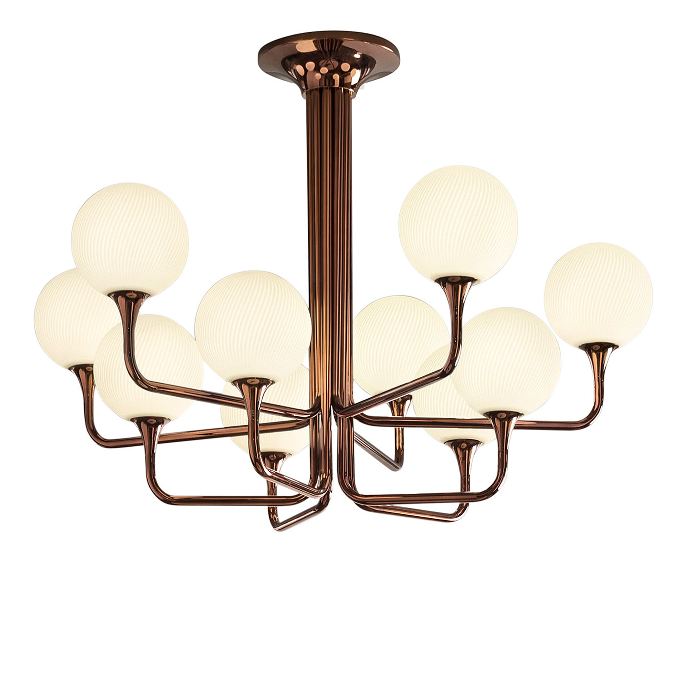 Tee Glossy Glavanic Copper Metal And Glass 8-Light Chandelier - Main view