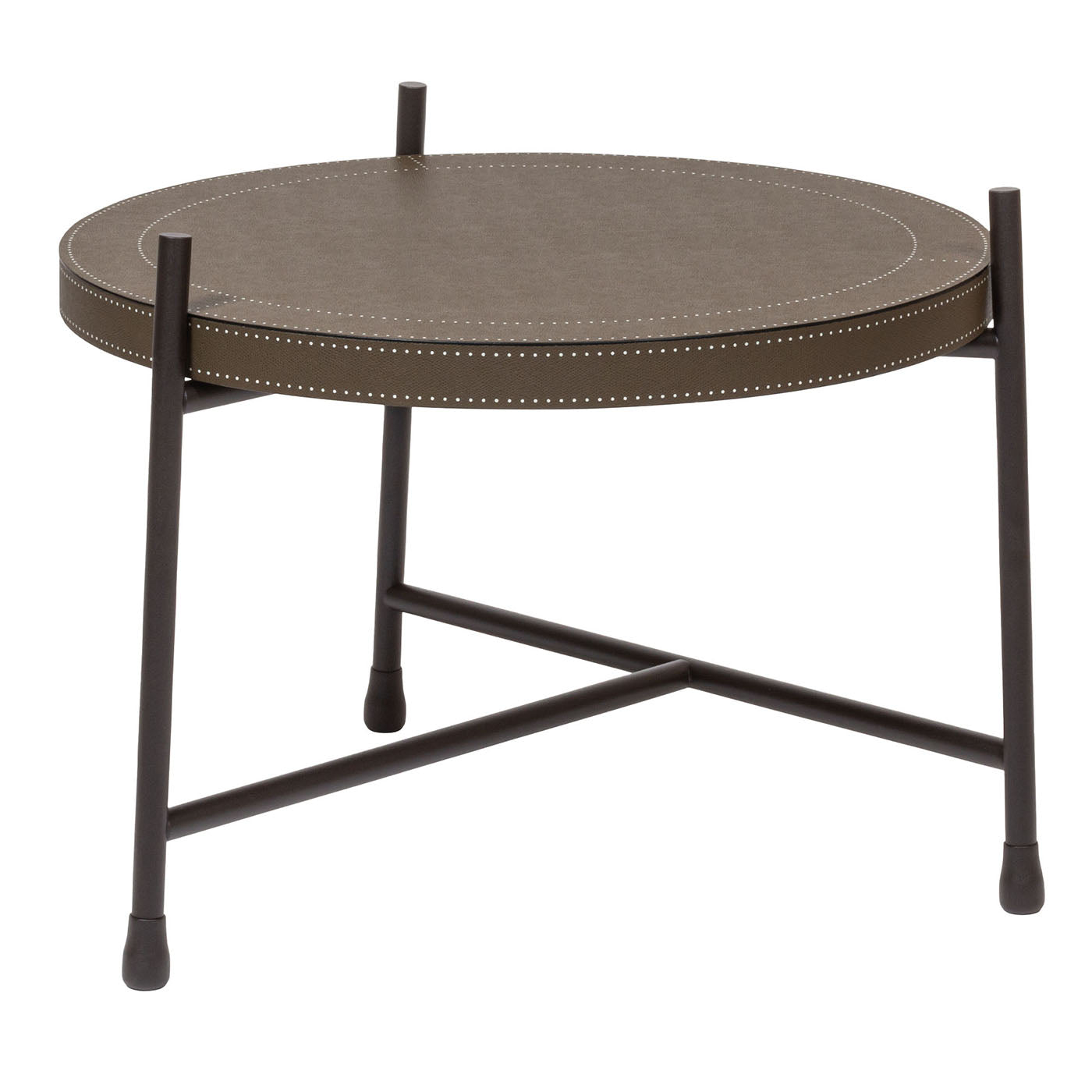 Oblivion Brown Round Leather Coffee Table (Small) - Main view