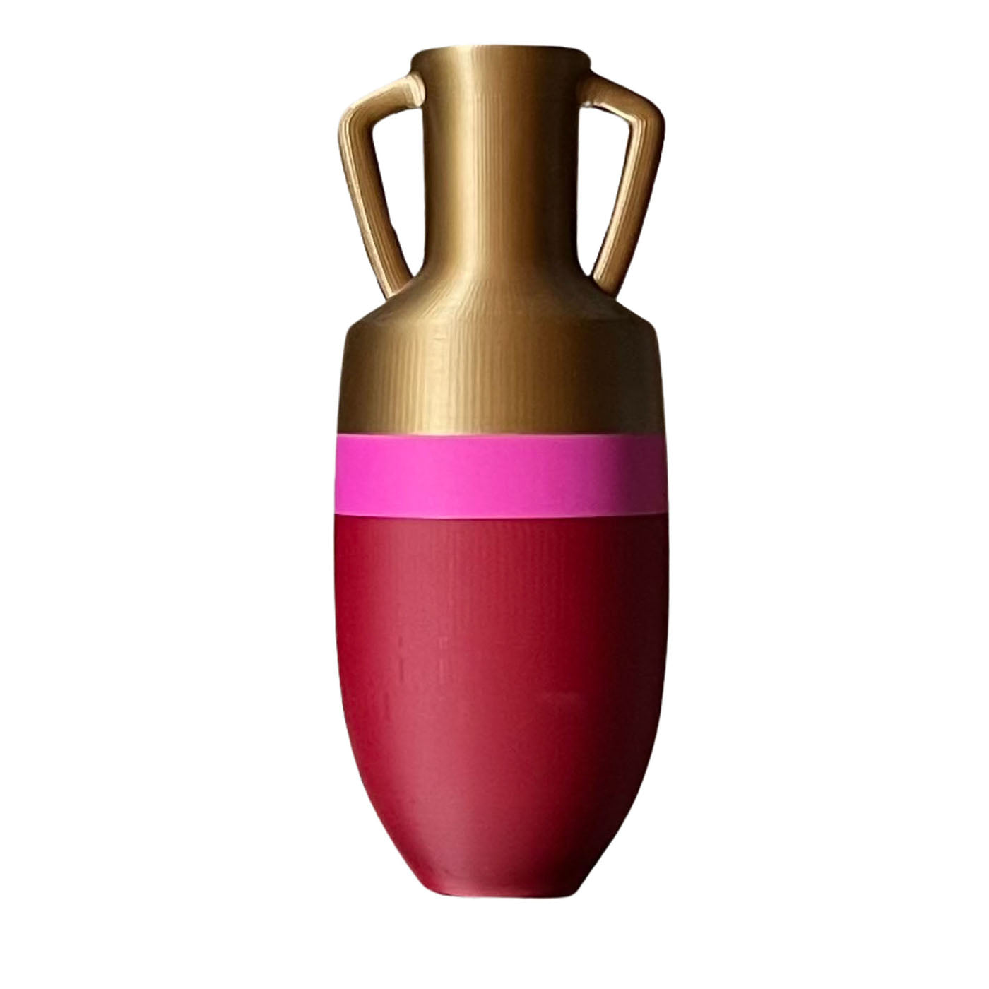 Ottaviano XL Burgundy, Pink and Bronze Pot Vase - Main view