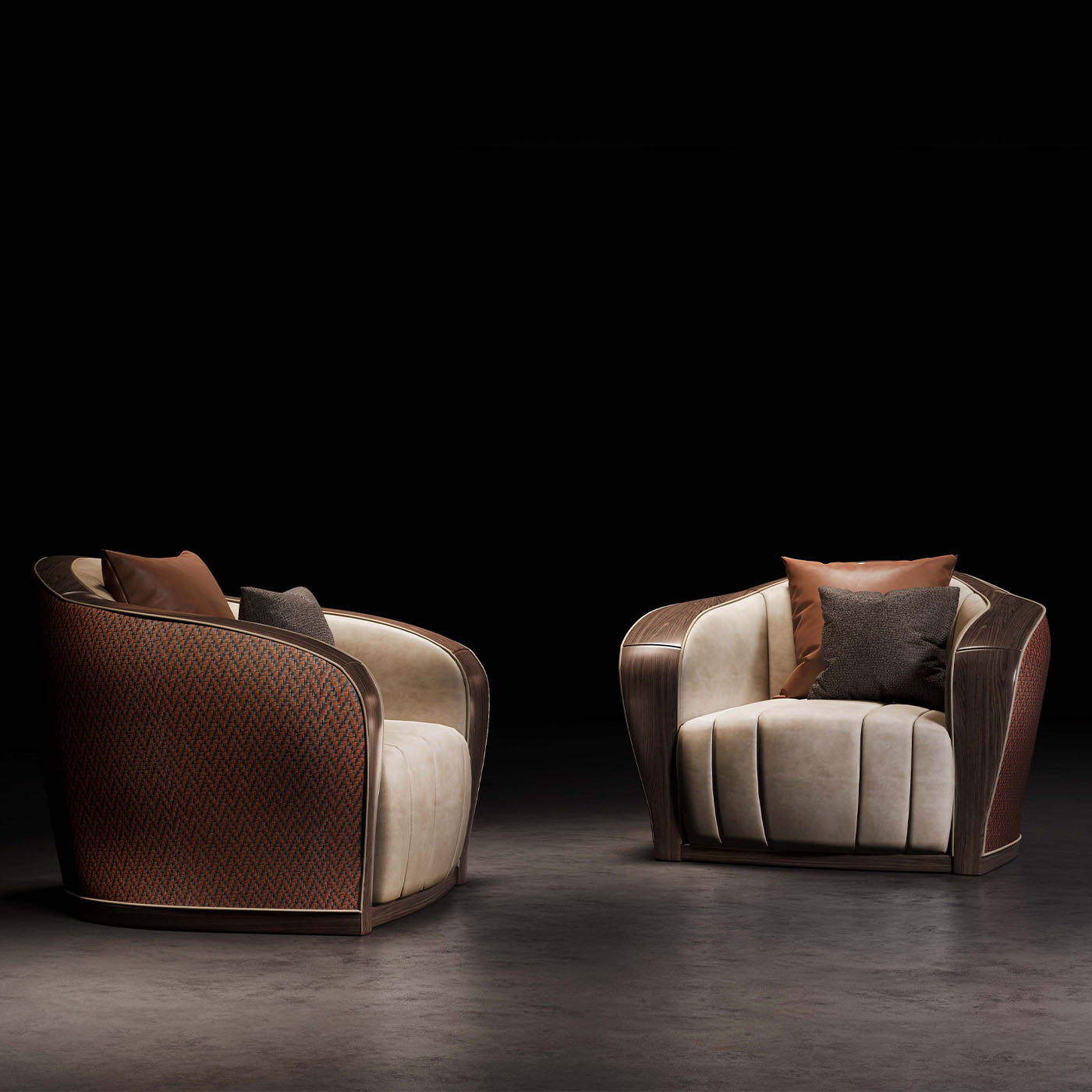 Castagno Channeled Brown-Leather Armchair - Alternative view 2