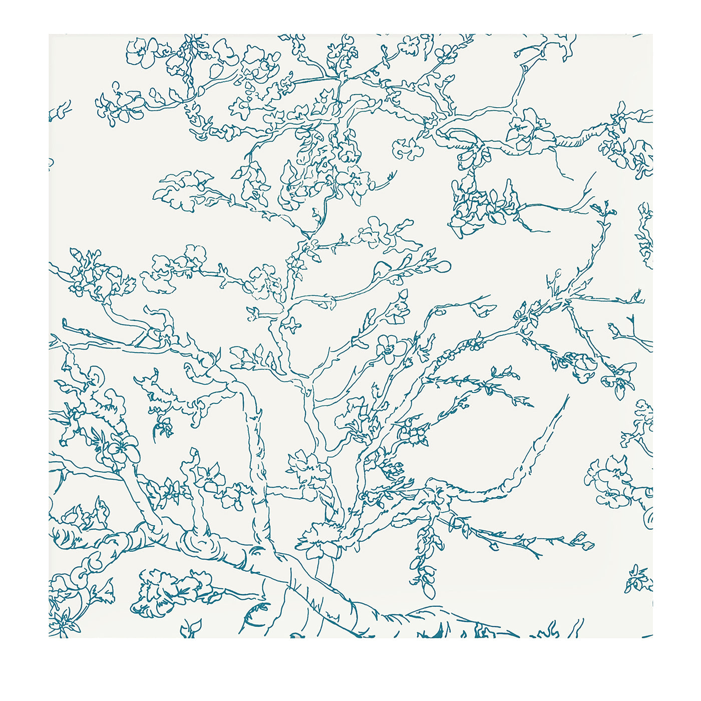 Van Gogh "Fiori di Mandorlo" Azulejo blanco minimalista - Vista principal
