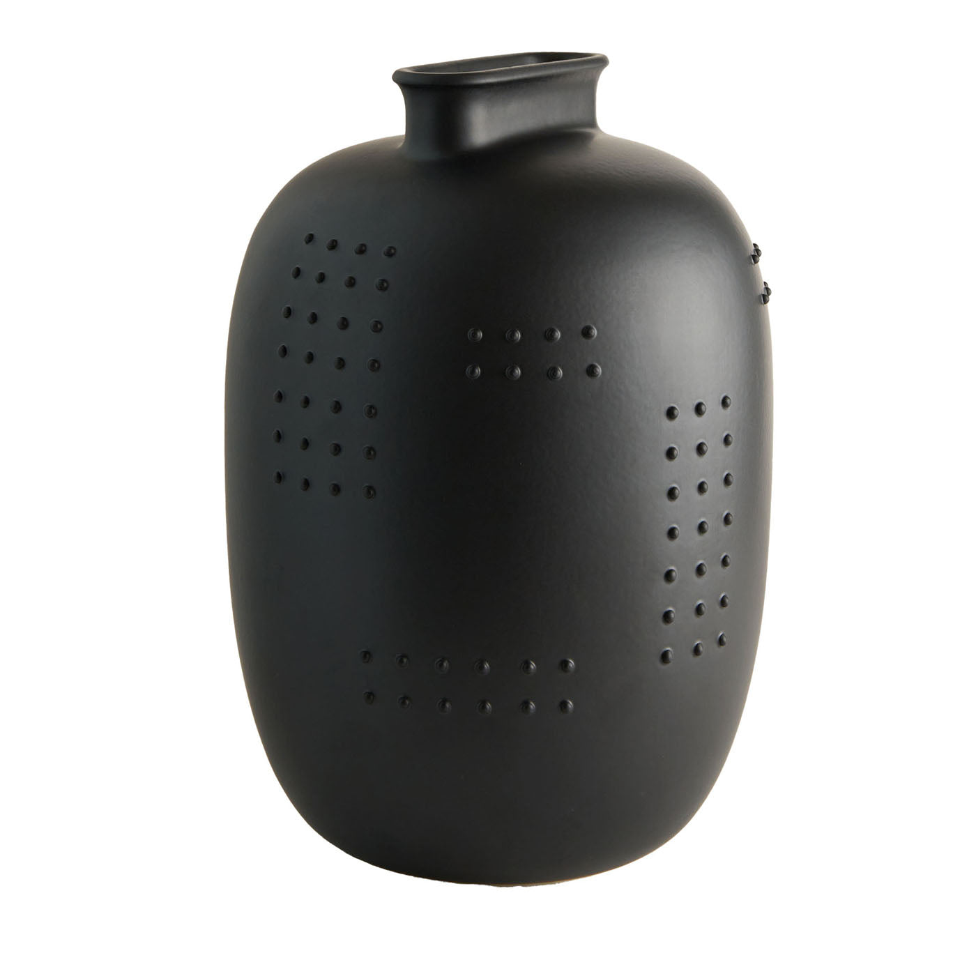 Code Black Ceramic Vase with Black Dots By Arik Levy - Main view