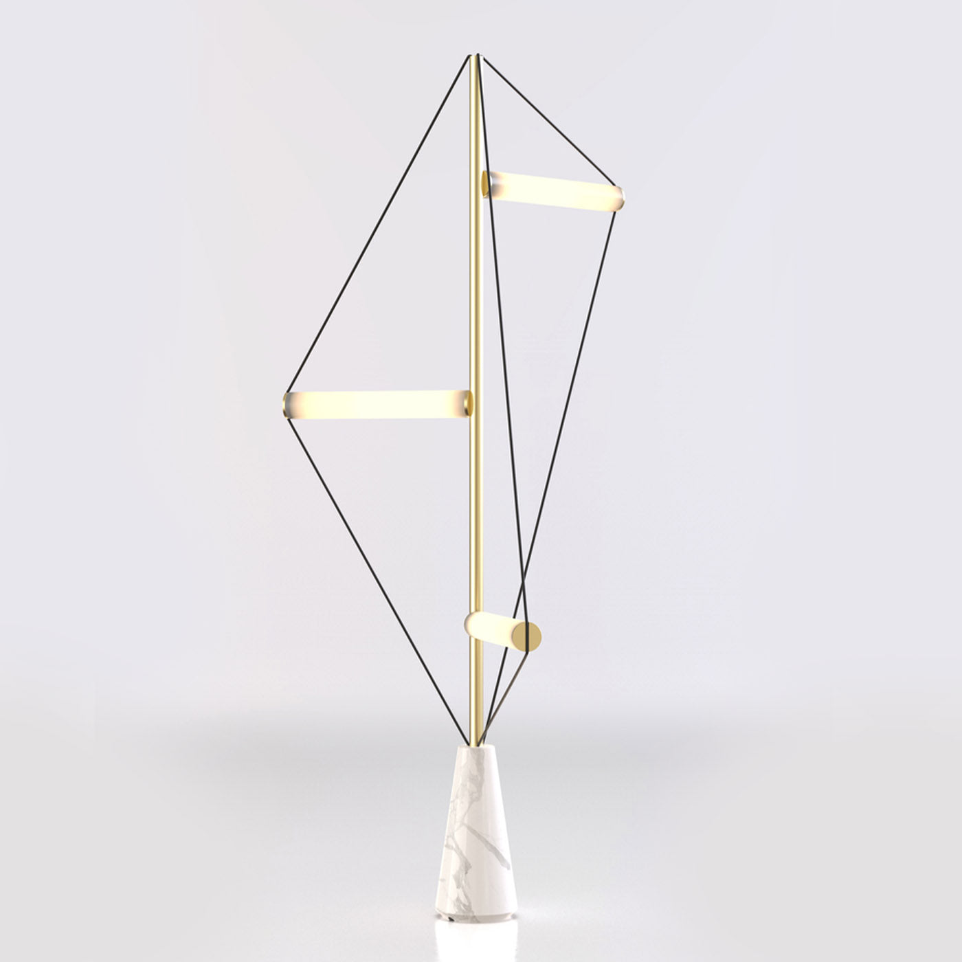Ed047 Brass Floor Lamp with White Base - Alternative view 1