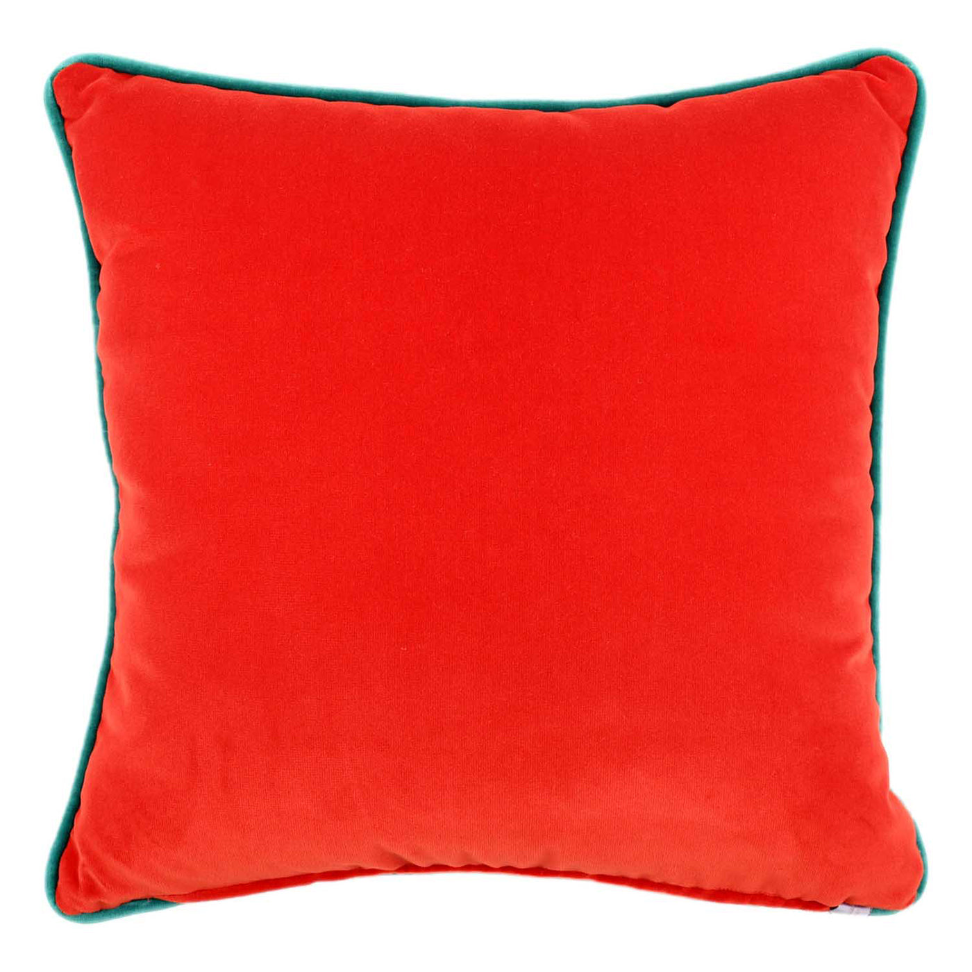 Light Blue and Red Carrè Cushion in polka dots jacquard fabric - Alternative view 1