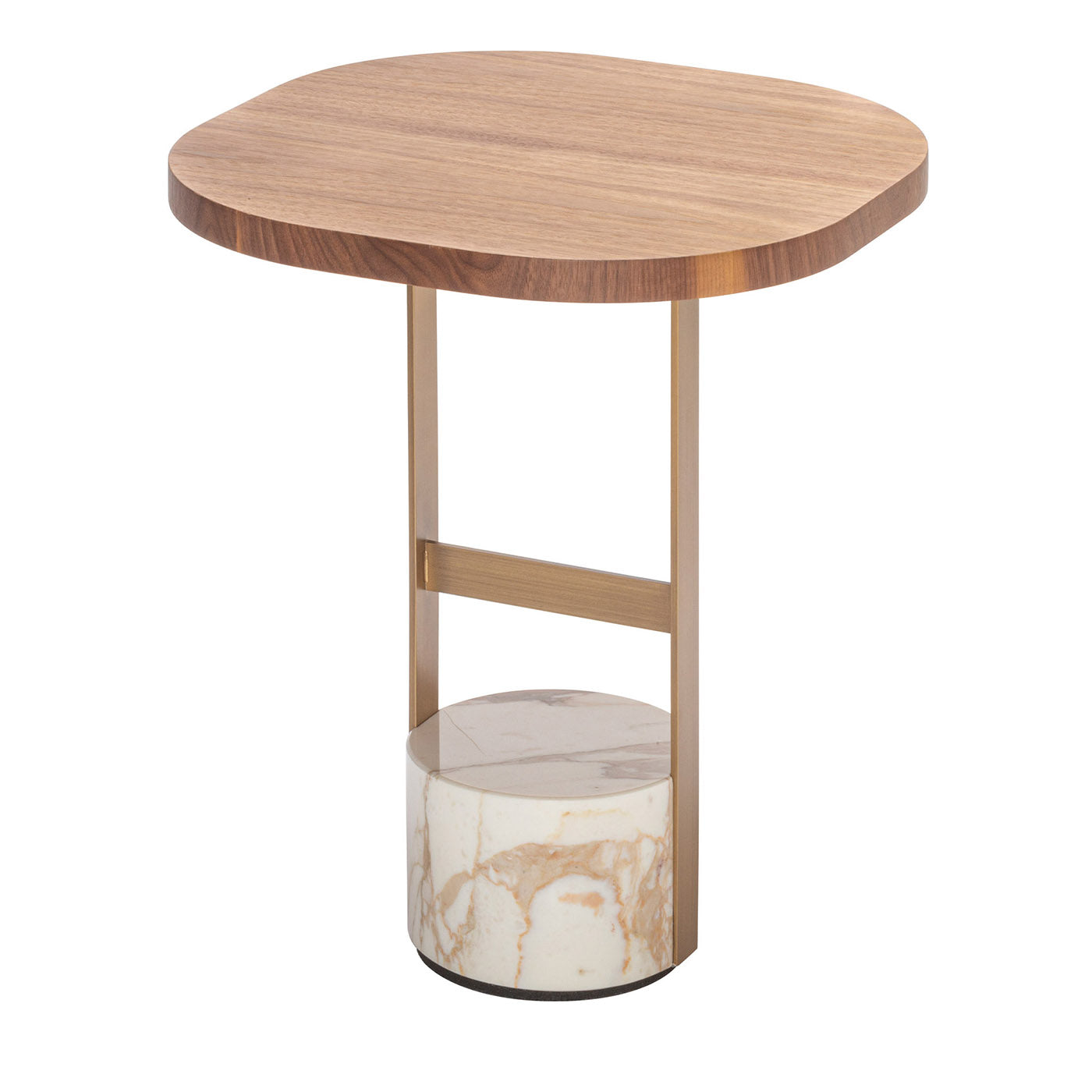 Dama Small Calacatta Marble And Walnut Wood Side Table - Main view