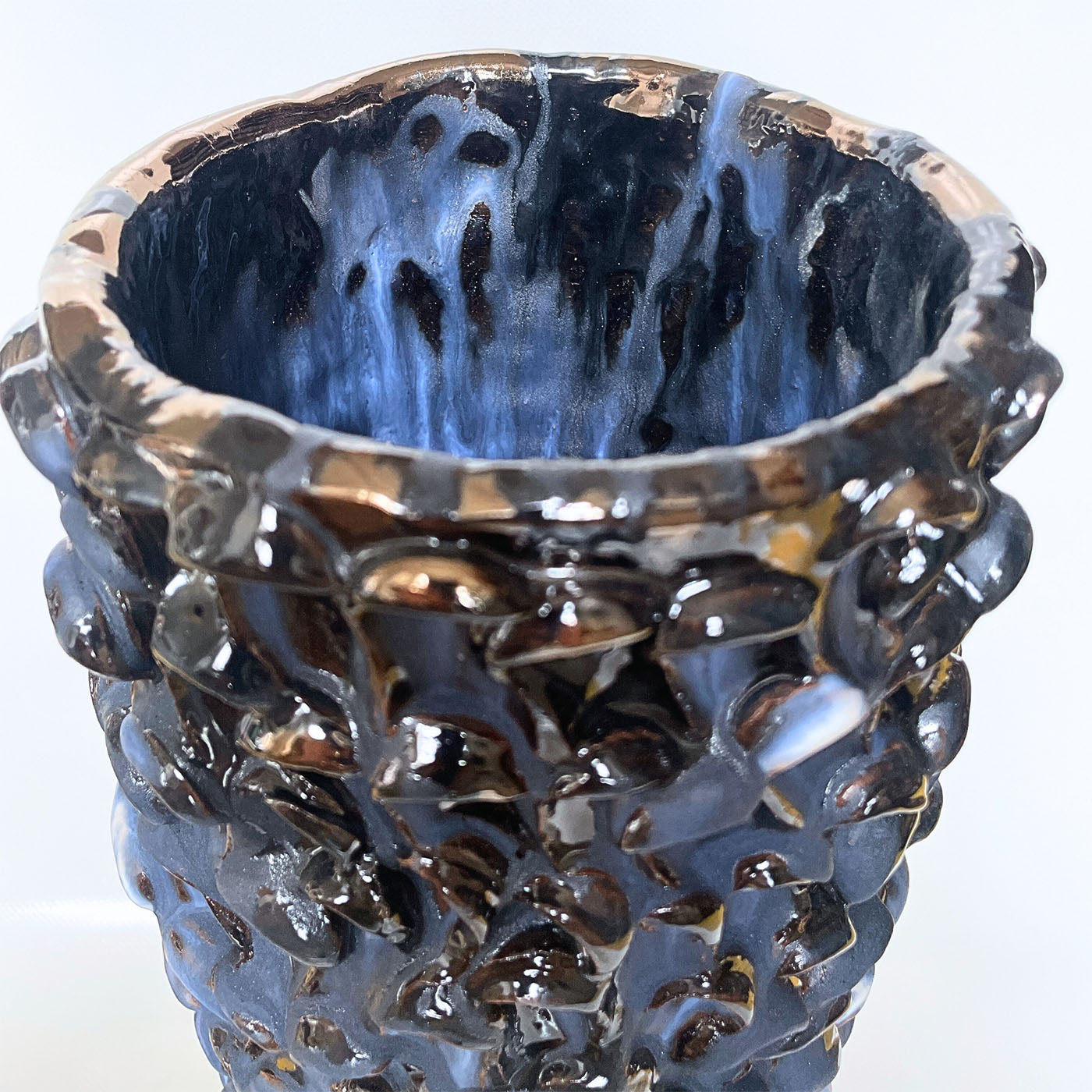 Zylindrische Vase in Blau und Schwarz - Alternative Ansicht 4