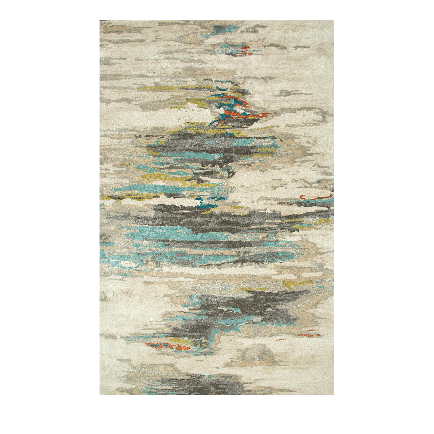 Astral Voyage Antique White & Light Turquoise Hand Knotted Rug - Main view