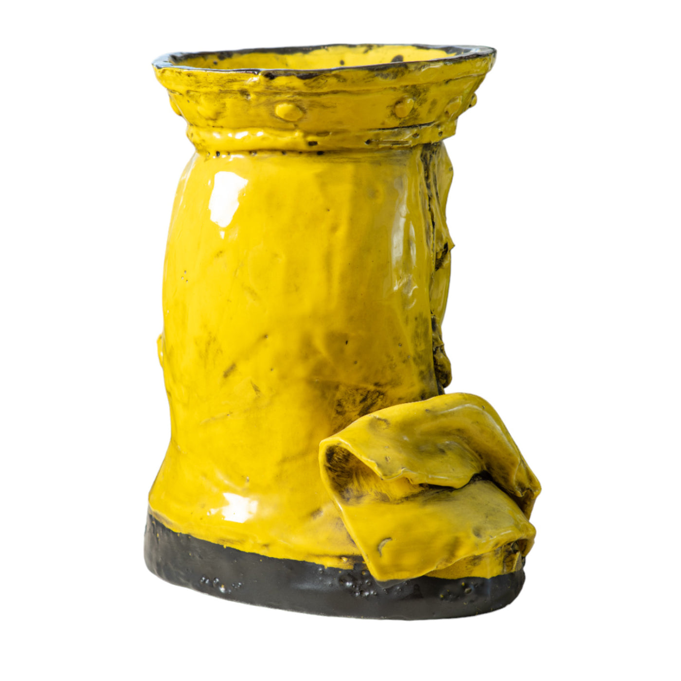 Tuffo Nel Giallo con Farfalla Anthropomorphic Yellow Ceramic Vase - Alternative view 2