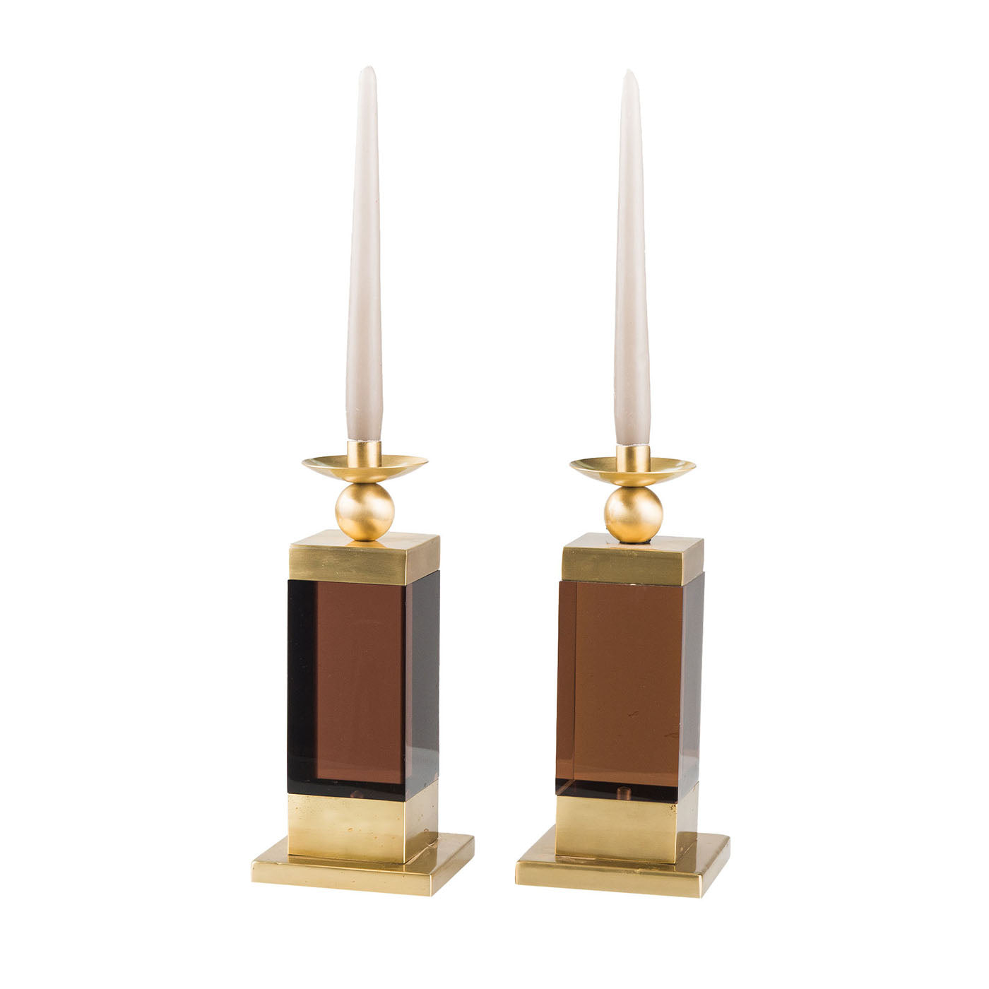 Spirit Fumè Brown Plex And Brass Candle Holder - Alternative view 5