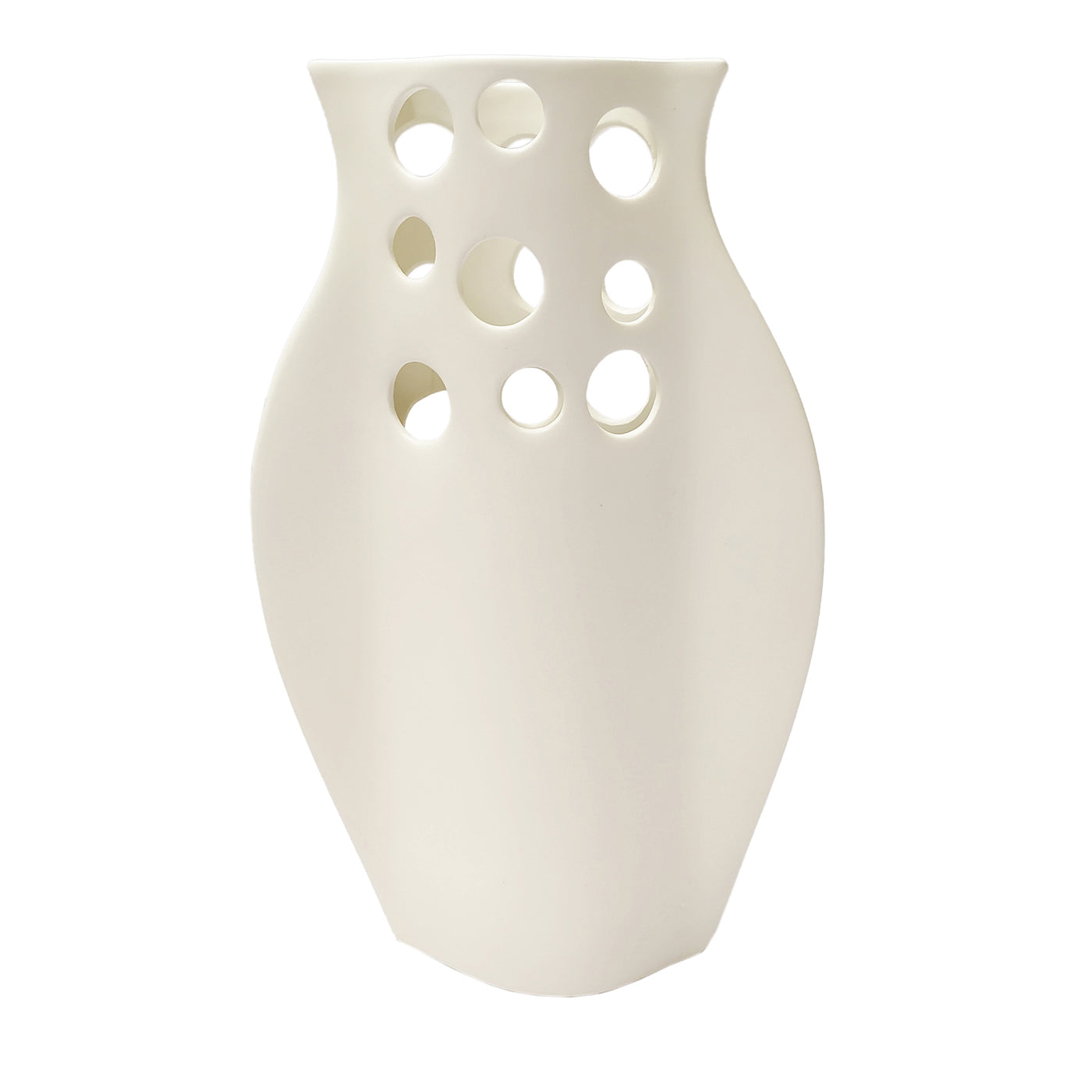 Schiacciati Mattweiße Vase #2 - Hauptansicht
