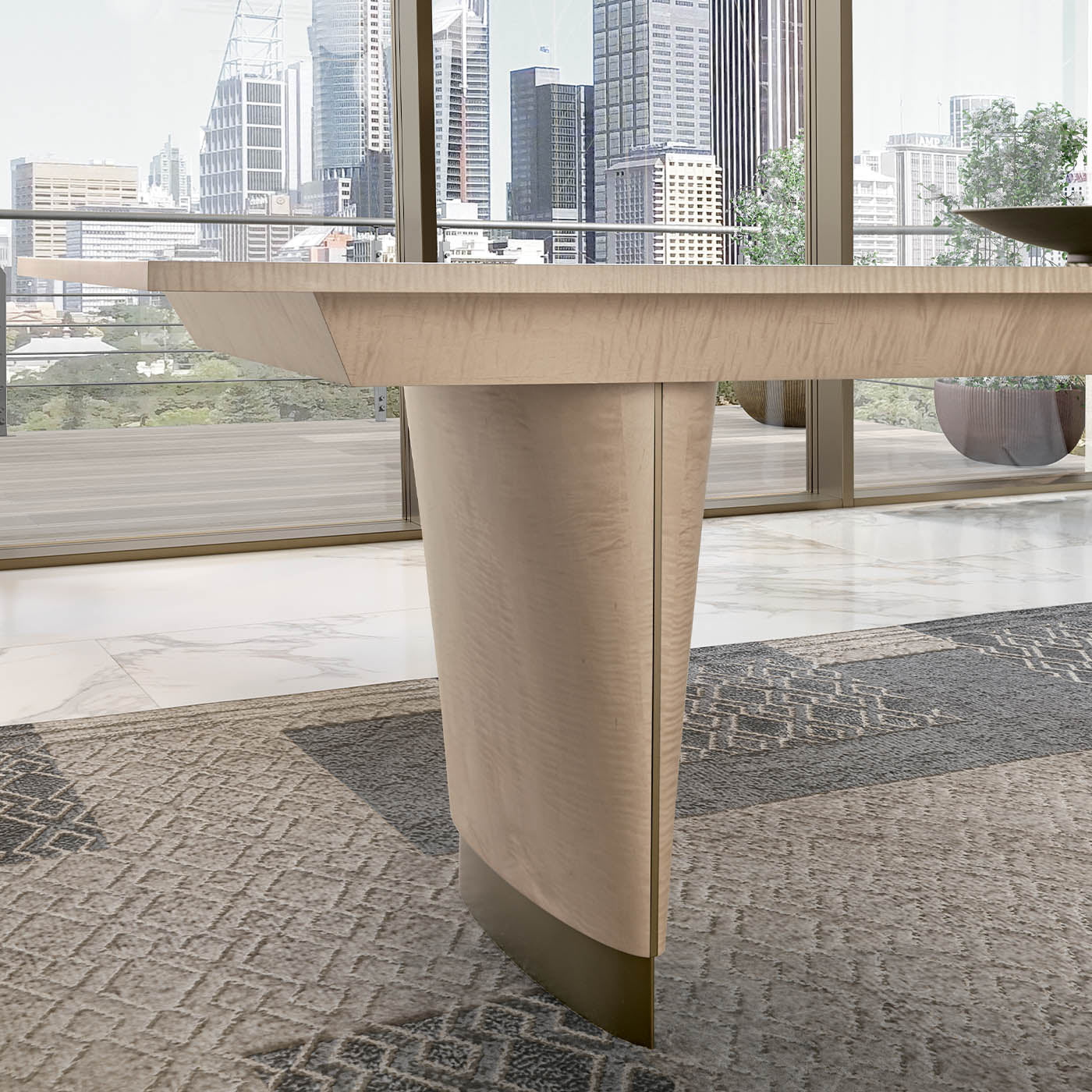 Rubino Extendable Figured Sycamore Dining Table - Alternative view 2