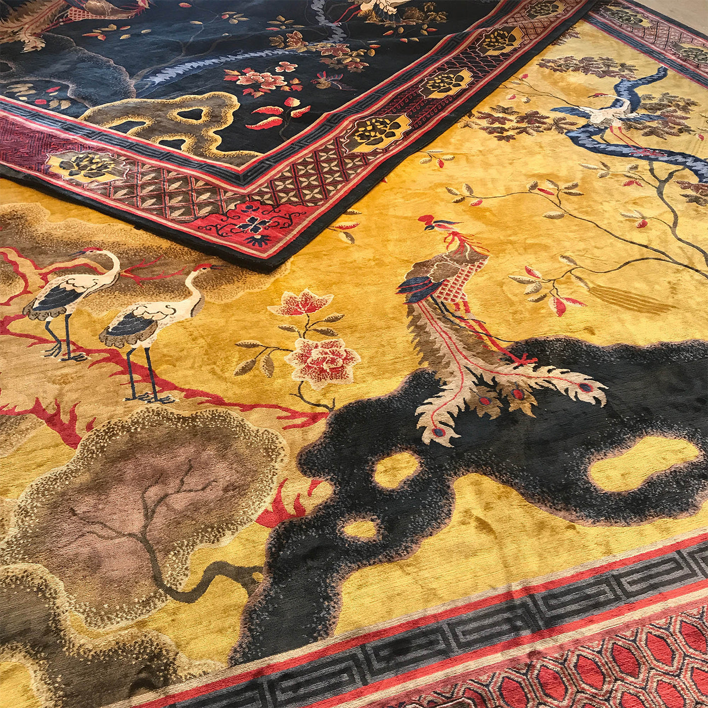 Chinese Phoenix Antique Gold Rectangular Rug - Alternative view 1