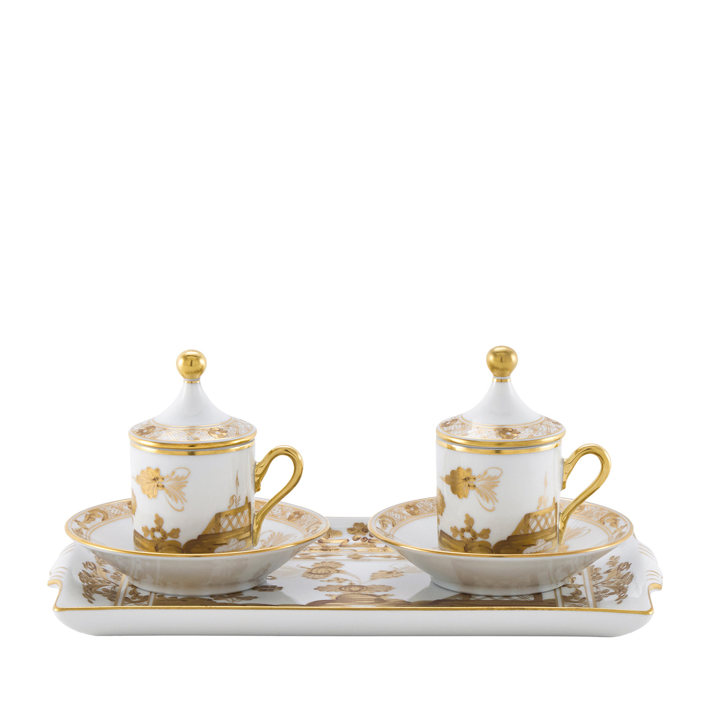 Oriente Italiano Aurum Set Of 2 Coffee Cups With Lids And Tray  - Main view