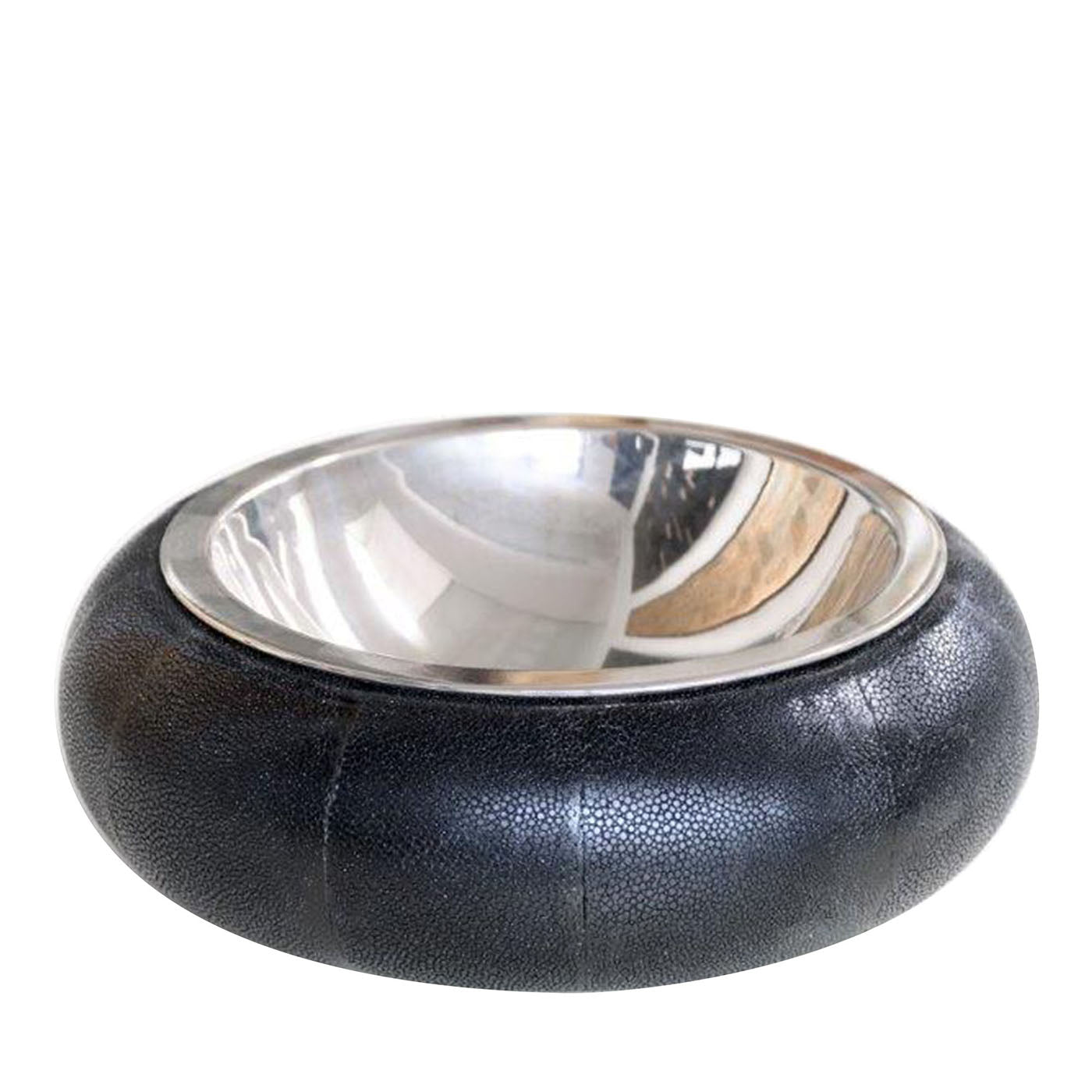 Round Black Galuchat Silvery Bowl - Main view