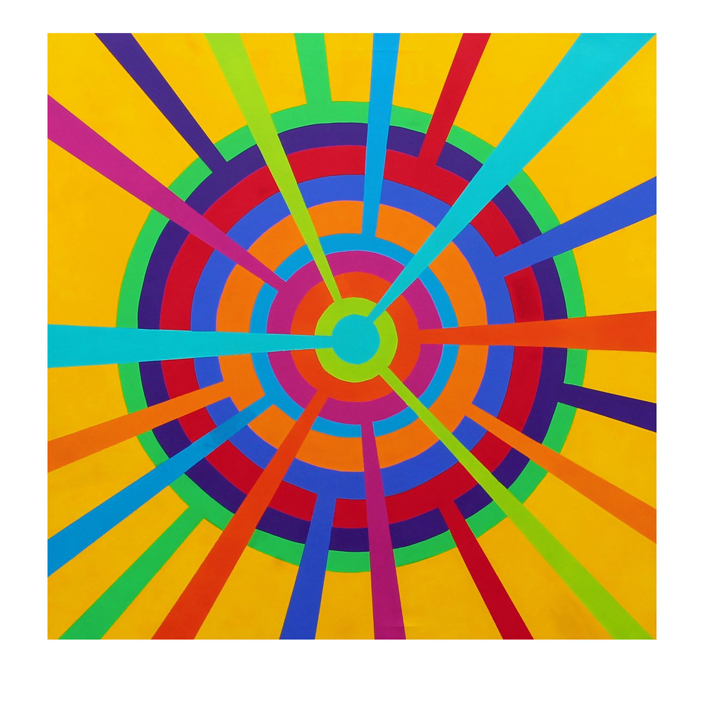 Color Spaces Mandala Polychrome Acrylic Painting on Canvas - Main view