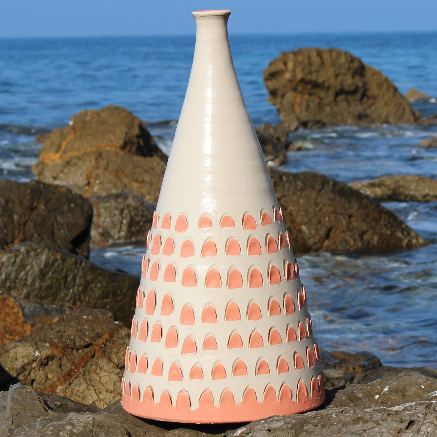 Konische Vase in Ecru und Orange 21 von Mascia Meccani - Alternative Ansicht 5